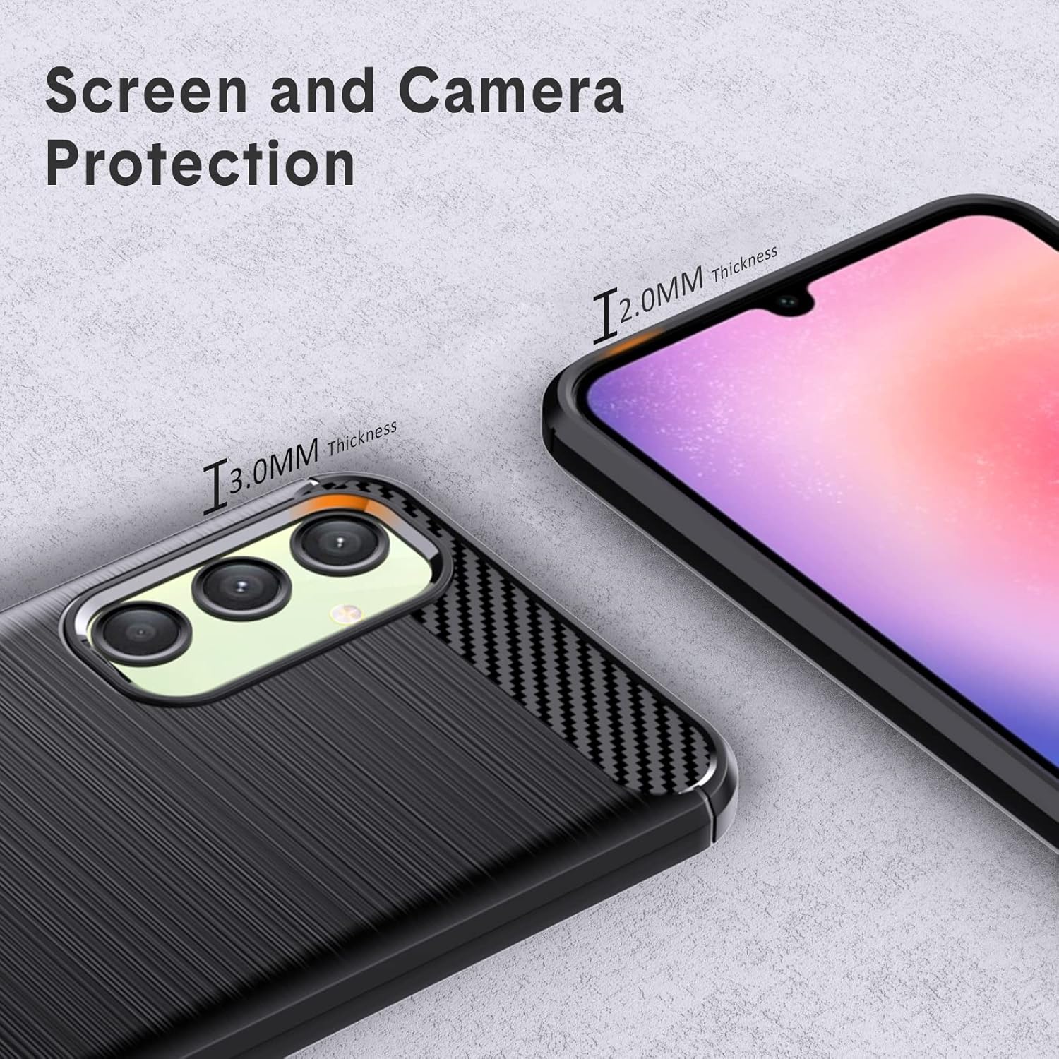 Funda compatible con Samsung Galaxy A24 4G, TPU flexible textura cepillada antideslizante a prueba de golpes, protección militar a prueba de golpes,