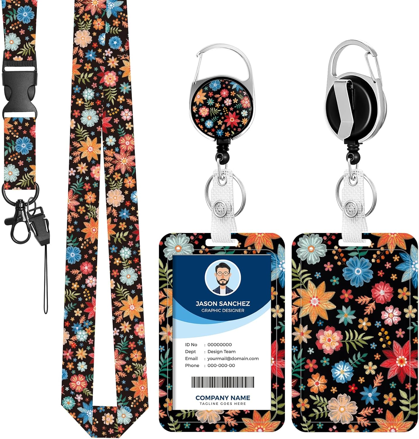 Bonito soporte para tarjetas de identificación con cordón y clip retráctil para profesores, enfermeras, estudiantes, mujeres, hombres, cordón
