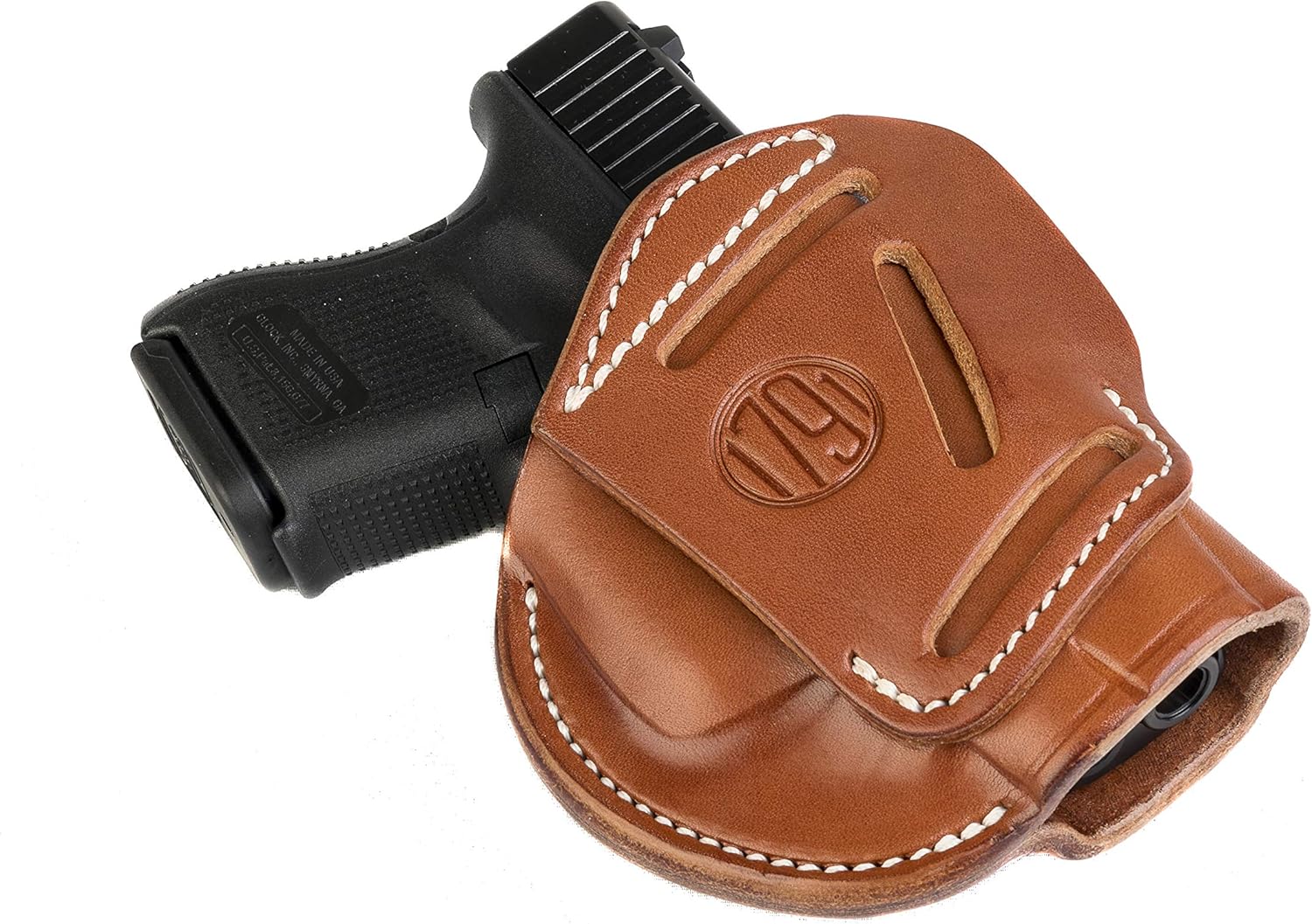 1791 GunLeather 3-Way Glock 26 Holster – OWB CCW Holster Ambidextrous – Right or Left Handed Leather Gun Holster – Fits Glock 25, 26, 27, 29, 30,