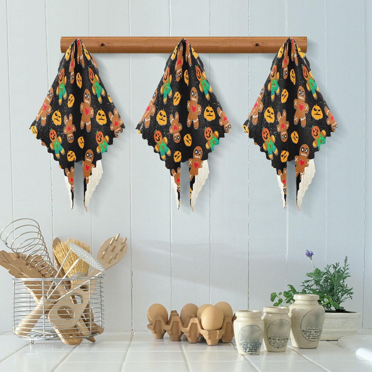 Halloween Scarecrow 6 Pack Fast Drying Microfiber Dish Towels Print Quality Flour Sack Kitchen Towels for Restaurant Oven