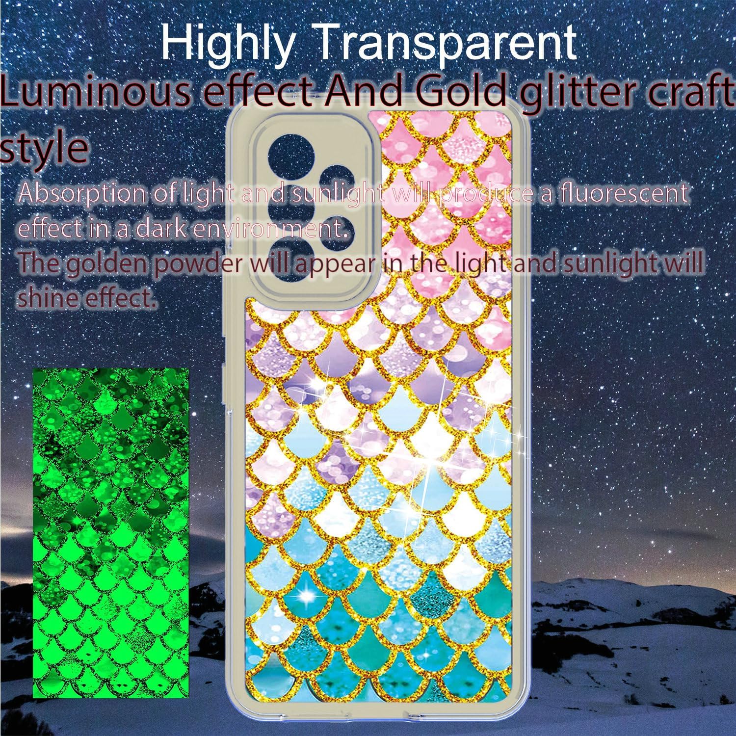 Funda para Galaxy A54 5G compatible con Samsung A54 5G S546VL, funda con protector de pantalla de vidrio templado PC duro + silicona suave purpurina