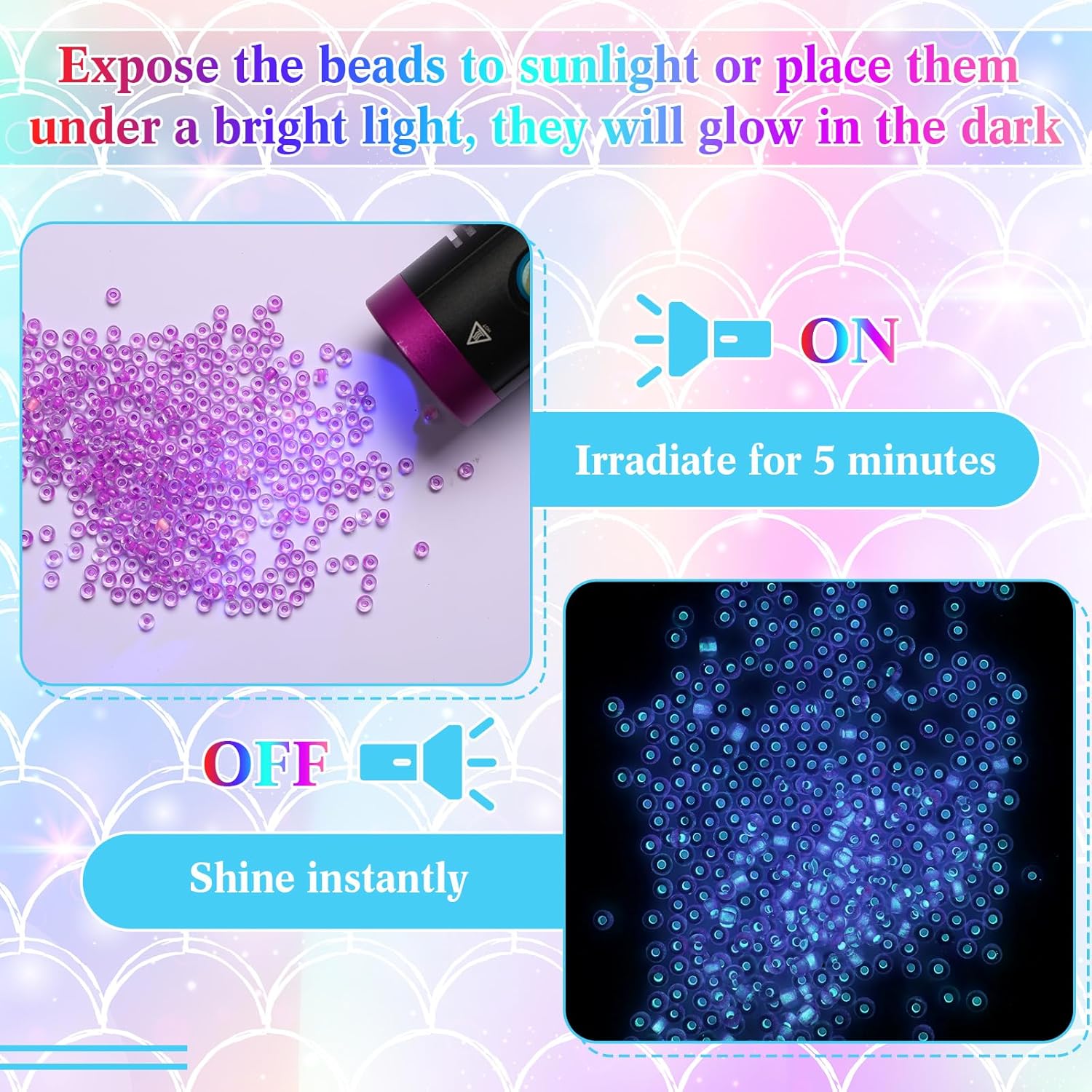 4000 cuentas de cristal de 0.157 pulgadas que brillan en la oscuridad, cuentas de vidrio de sirena, cuentas de vidrio surtidas, cuentas pequeñas
