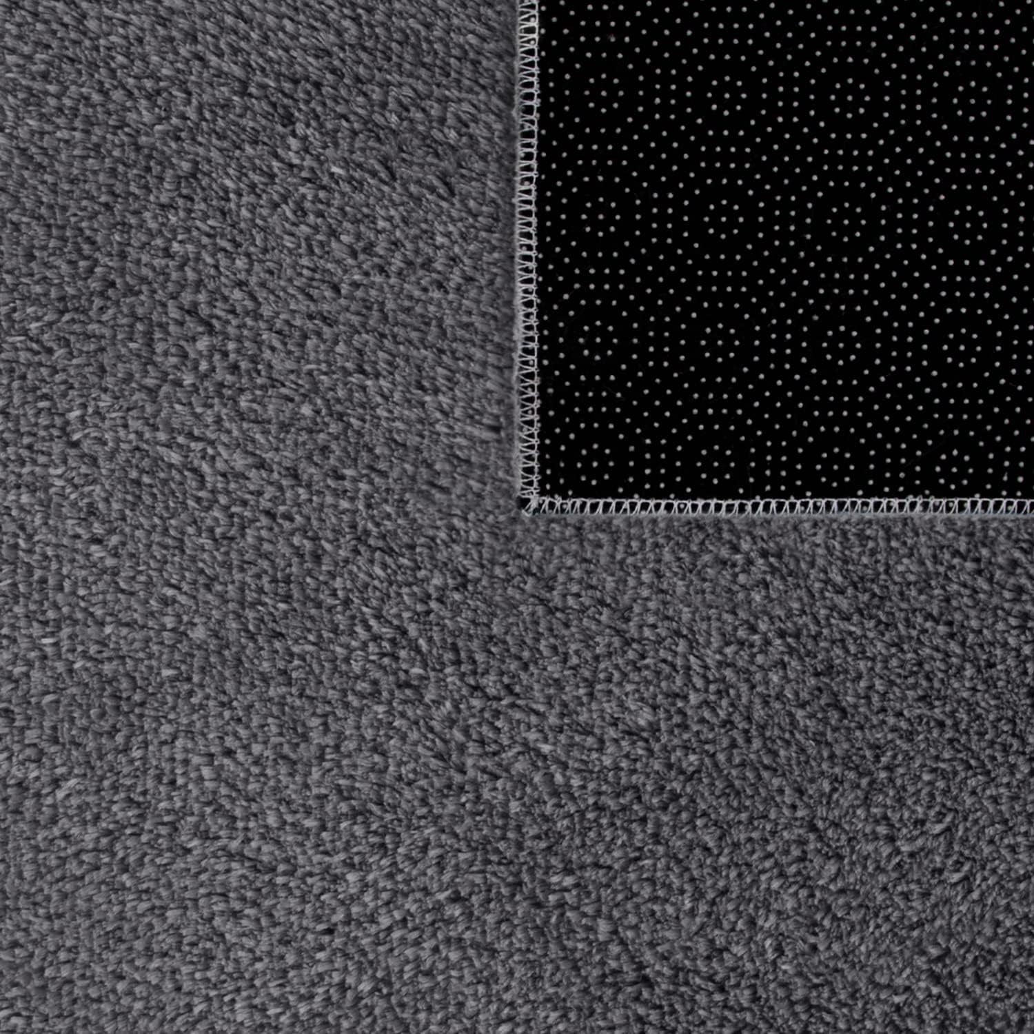 Paco Home Alfombra suave lavable en gris oscuro antracita acogedora antideslizante color sólido, tamaño 5’3″ x 7’3″