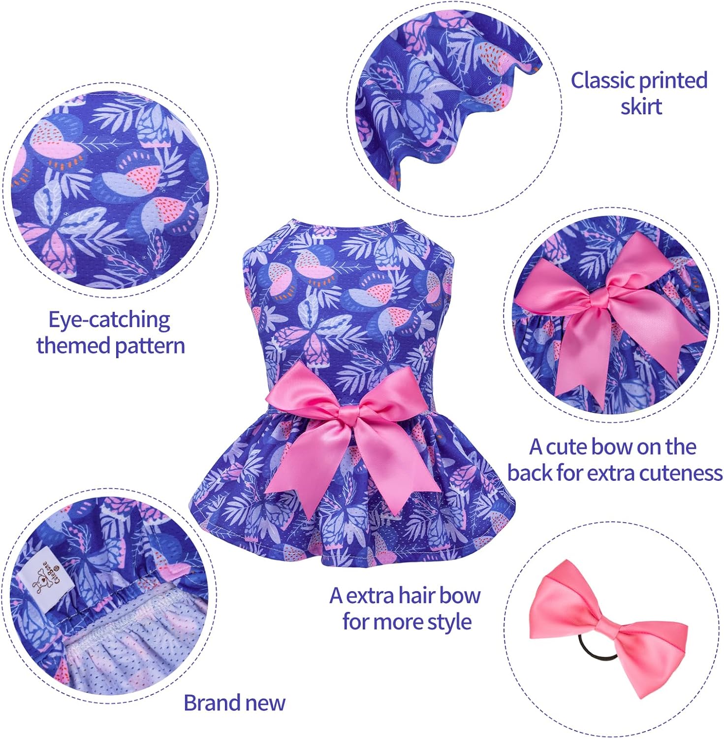 CuteBone Vestido de perro mariposa para niña, falda de cachorro, traje de gato, ropa para mascotas para perros pequeños, disfraz de cumpleaños, BF25M