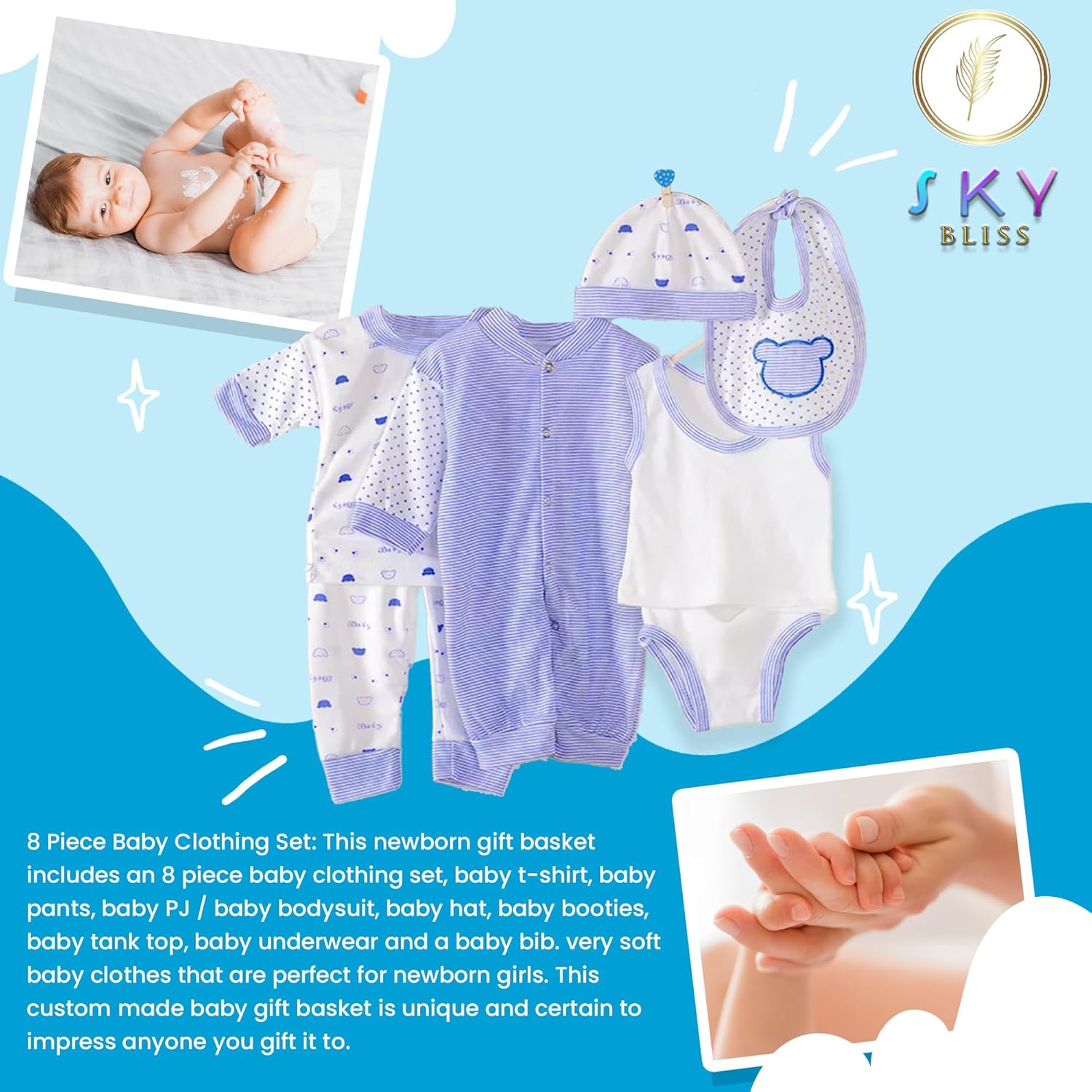 Set de regalo para bebé de 20 piezas (azul), juego de regalo para bebé recién nacido, ropa de bebé, oso de peluche, chupete, kit de aseo para bebé,