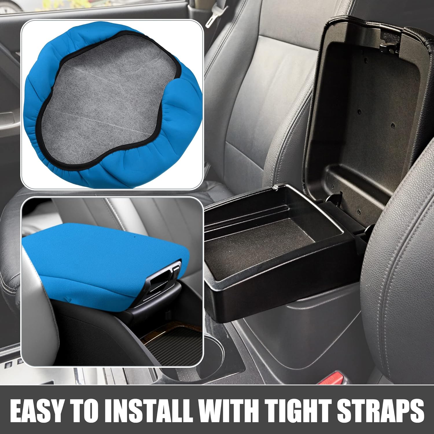 Almohadilla de consola central, impermeable, funda de asiento para reposabrazos azul para Dodge para Ram 1500 2500 3500 2013-2022