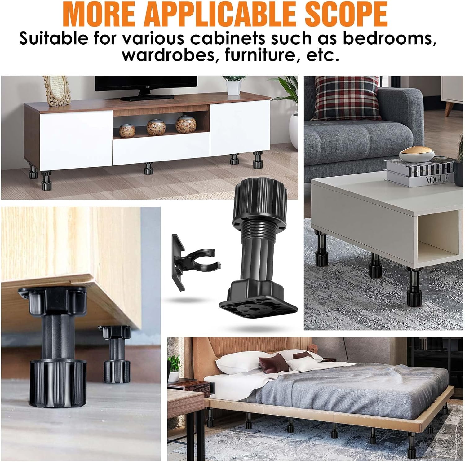 12 patas de soporte para gabinete de cocina, estructura de gabinete de cocina y soportes de base de muebles, adecuados para sofás y camas, patas