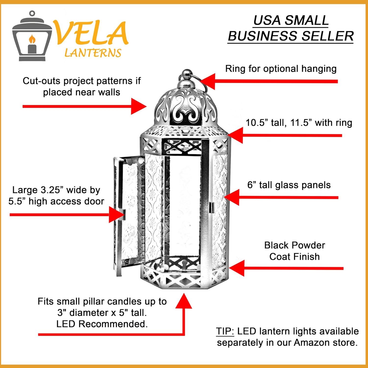 VELA LANTERNS – Faroles portavelas decorativos, guirnalda de luces LED incluidas, color cobalto, medianos