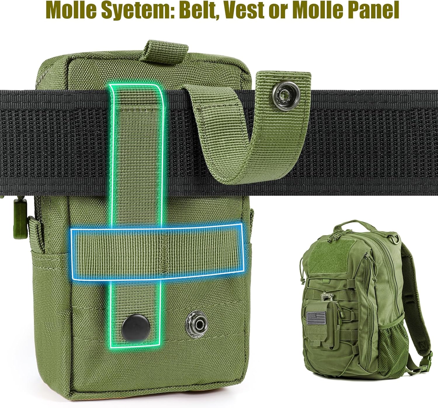 Bolsa táctica Molle para teléfono celular, funda pequeña utilidad EDC bolsa organizador de gadget