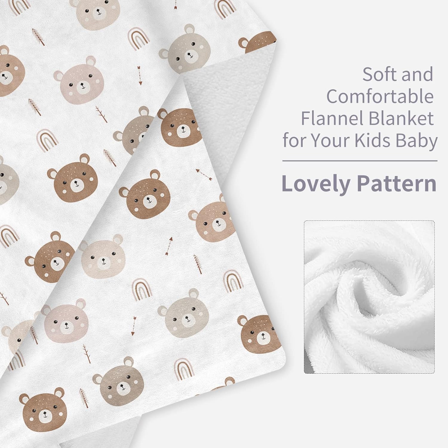 Manta de bebé para niños y niñas, encantadora manta de recepción de oso, manta de oso de forro polar súper suave para niños y niñas, manta de oso