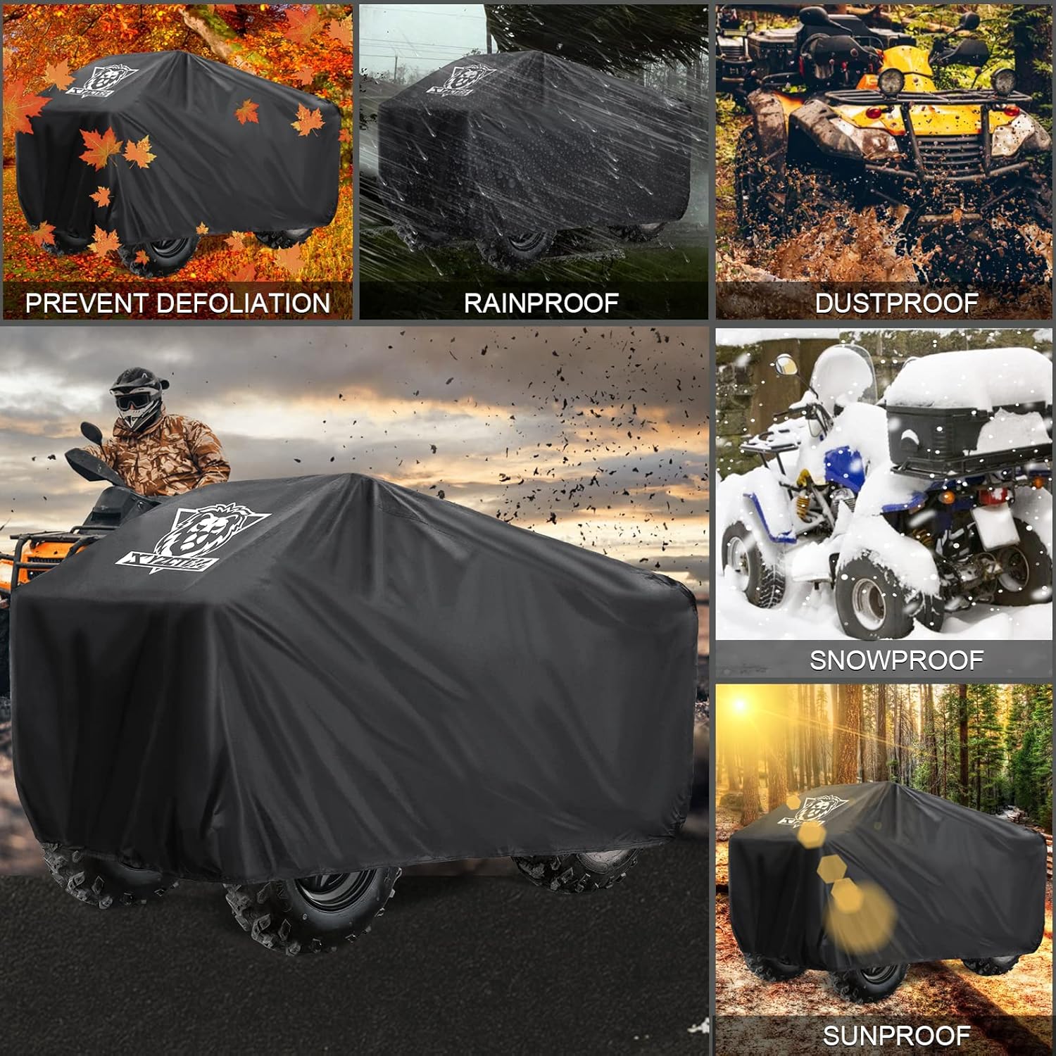 XYZCTEM Funda prémium para ATV, tela Oxford 210D con protección contra el agua, los rayos UV, el viento. Cubierta cuádruple para Can-am, Suzuki,