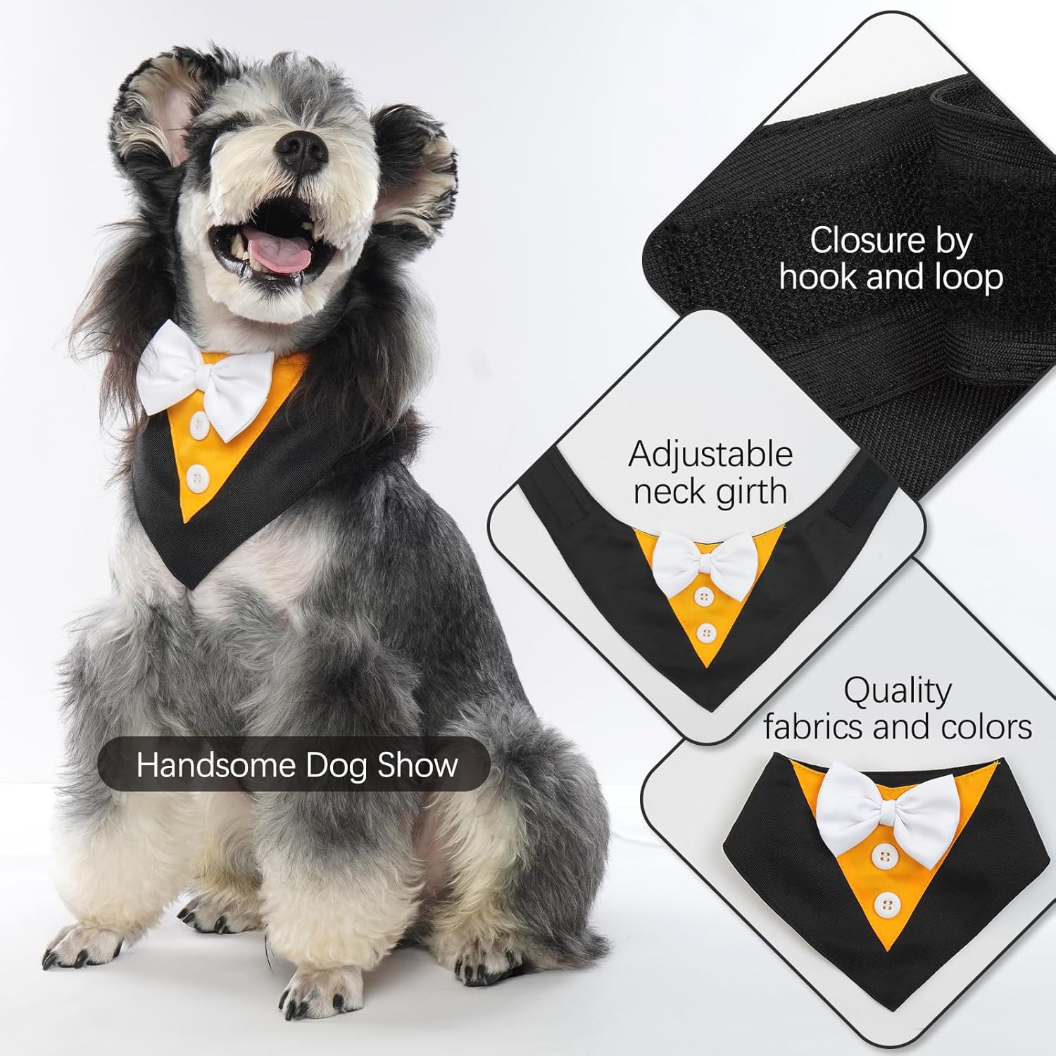 FUAMEY Esmoquin para perro, bandana formal de boda para perro, collar de perro con pajarita, disfraz de cumpleaños para perro, disfraz de cumpleaños