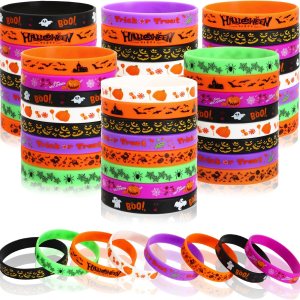 JUNEBRUSHS 64 pulseras de silicona para fiestas de Halloween, pulseras de goma para fiesta de Halloween, dulce o truco, relleno de bolsas de regalo, JUNEBRUSHS 64 pulseras de silicona para fiestas de Halloween, pulseras de goma para fiesta de Halloween, dulce o truco, relleno de bolsas de regalo,