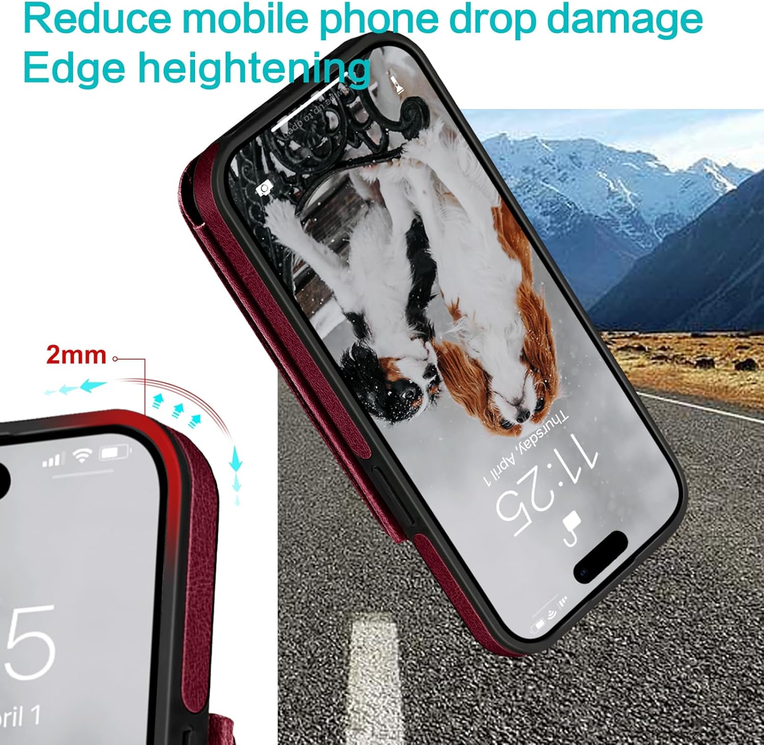 Funda tipo cartera para iPhone 15 Pro Max de 6.7 pulgadas (compatible con Magsafe), magnética 2 en 1 desmontable funda trasera con tapa abatible,