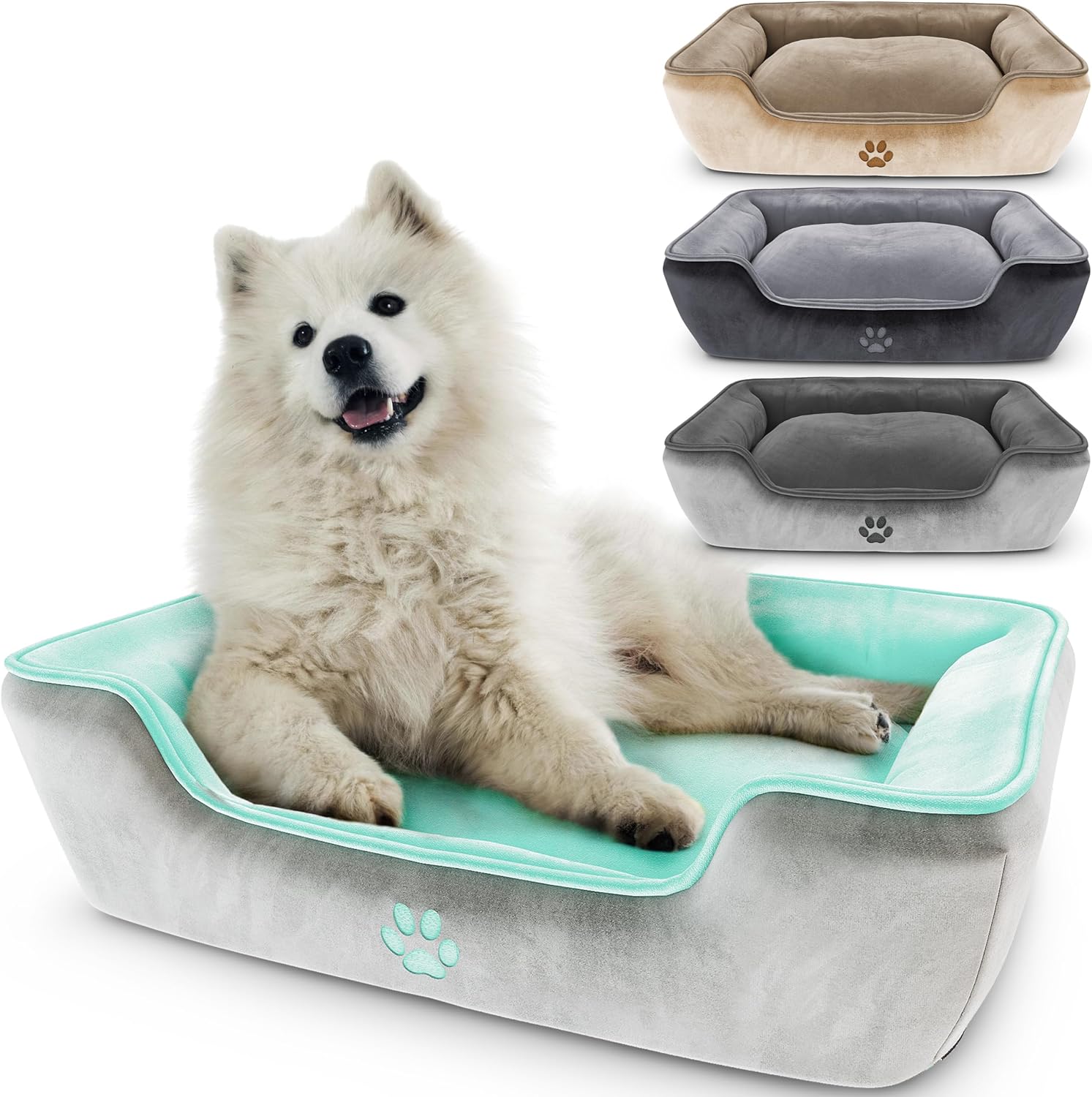Cama para perros grandes y medianos, 35 x 27 x 6.5 pulgadas, lavable a máquina, sofá cama para mascotas con forro impermeable, funda extraíble y