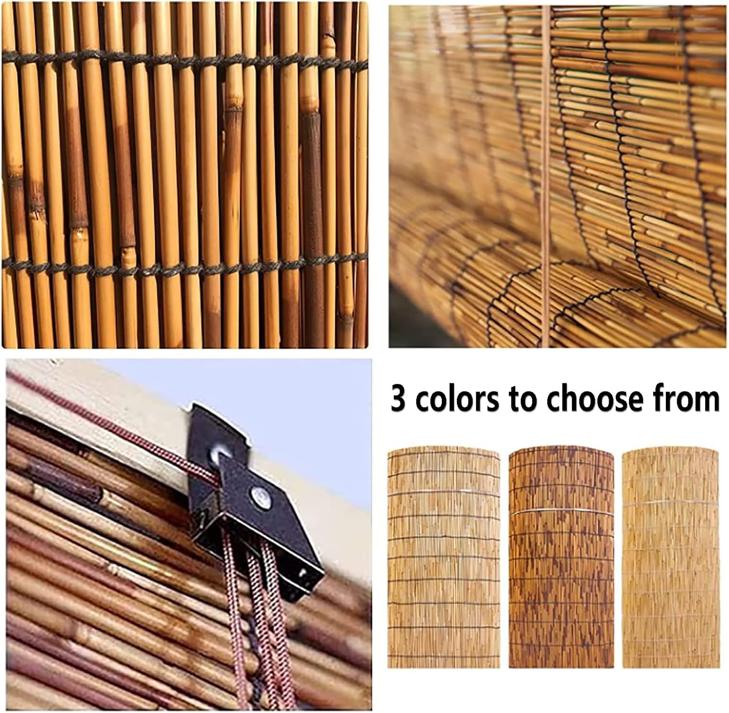 Persianas de bambú enrollables de bambú, persianas de bambú para ventanas, persianas enrollables de bambú para exteriores, cortinas de bambú para
