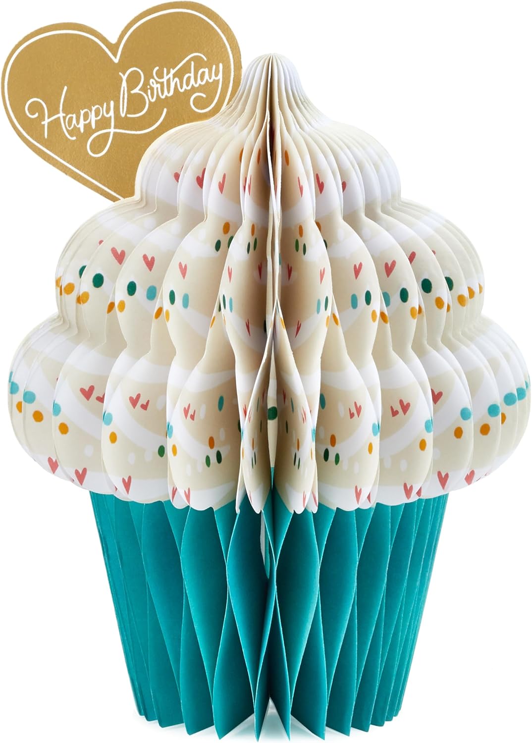 Hallmark Paper Wonder – Tarjeta de cumpleaños romántica desplegable para marido, esposa, novio, novia (cupcake de panal)