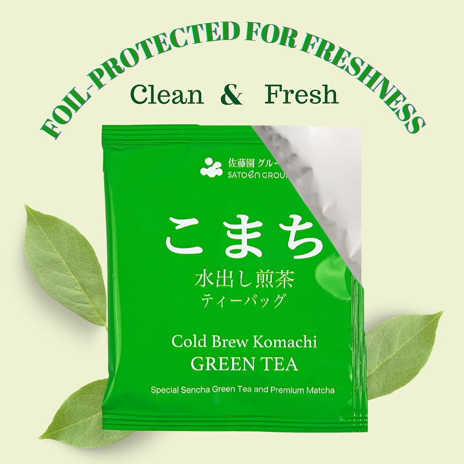 Satoen Bolsas de té verde Matcha  Preparación caliente y fría  Bolsas de té verde Komachi de Sencha y polvo matcha de grado ceremonial  50 bolsas