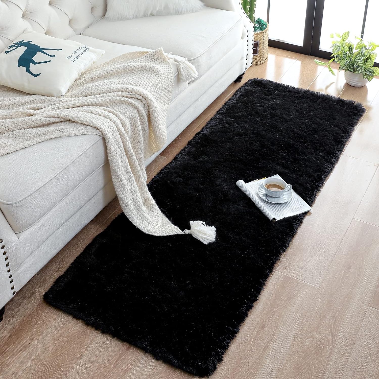 Chicrug – Alfombra suave de 2 x 6pies, mullida y peluda, el pelo no se desprende, para dormitorio, sala de estar, corredor, guardería, habitación