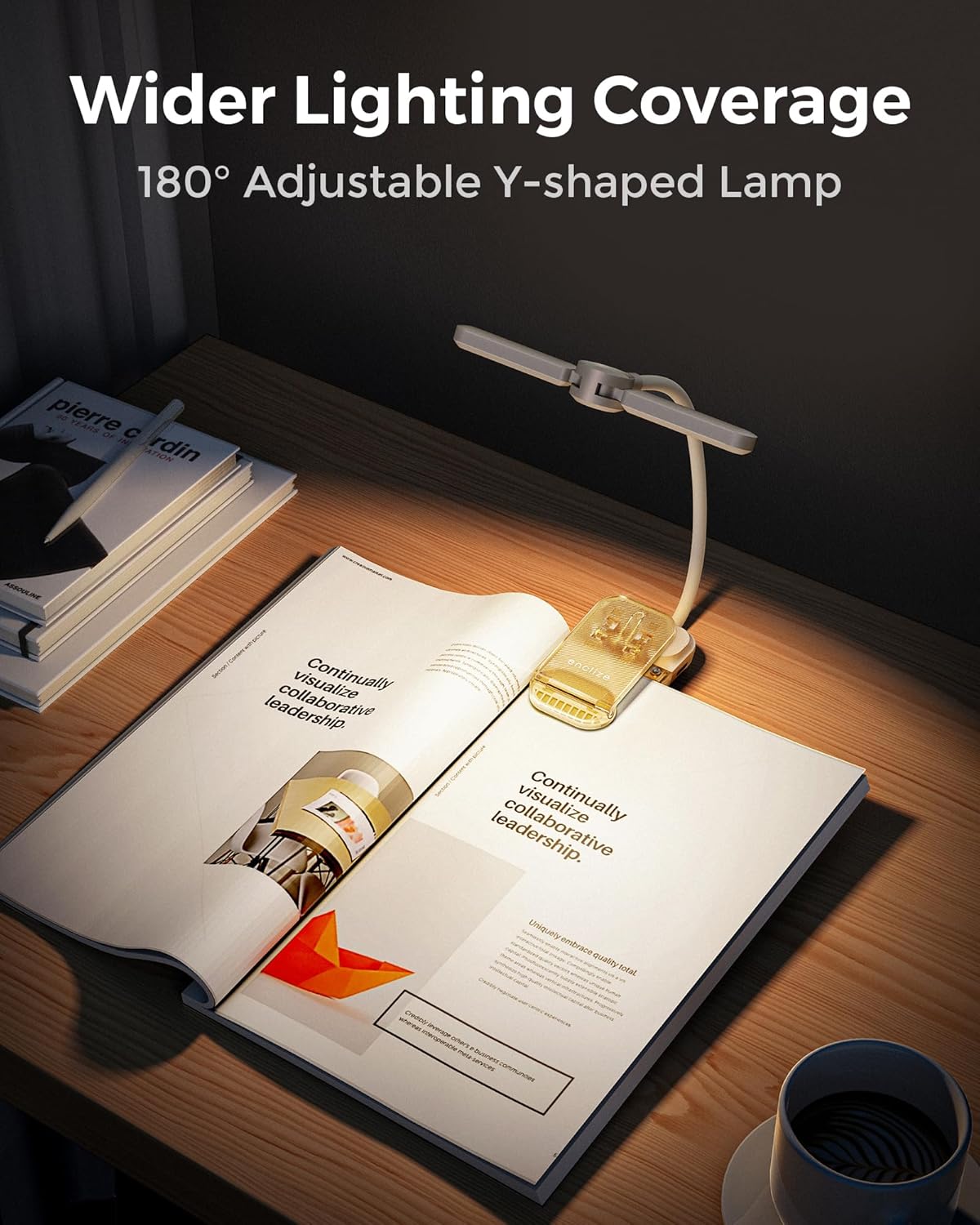 Luz de lectura, luz recargable para leer en la cama, cabezal de luz ajustable de 180, cuidado de los ojos, temperatura de 3 colores y atenuación