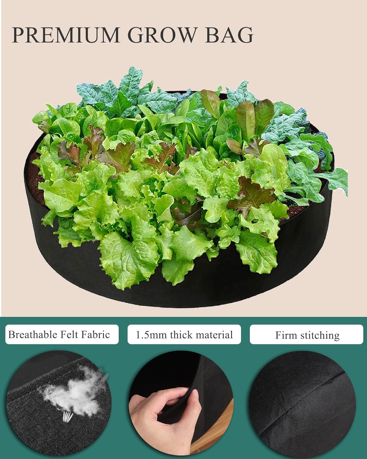 Bolsa de cultivo de 30 galones para plantas, cama grande de tela pesada negra, maceta de tela duradera para papas, zanahorias, cebollas, jardinería