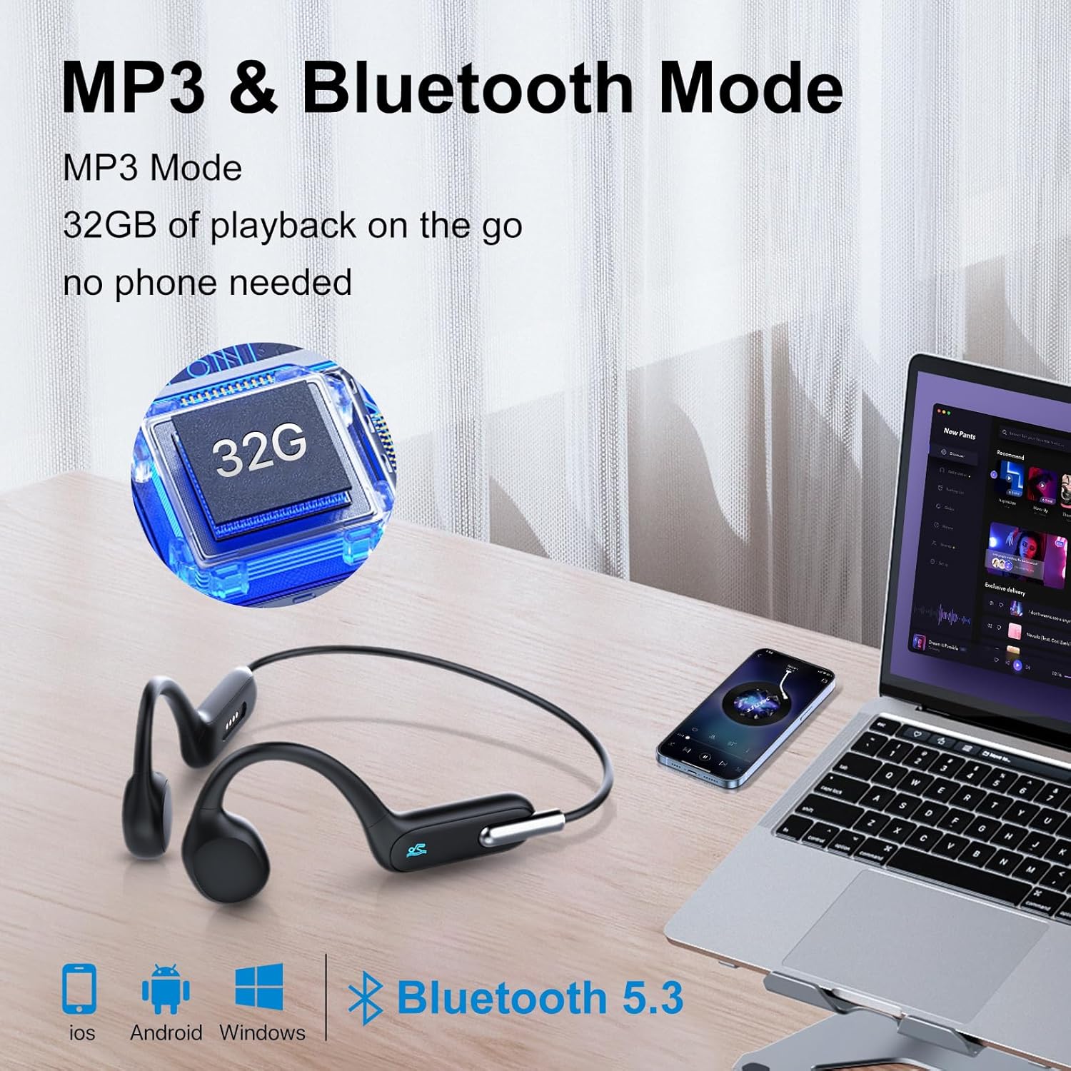 HIFI WALKER Reproductor de MP3 impermeable Auriculares de natación subacuática IPX8 Impermeable 32G Reproductor de música, Bluetooth 5.3 Auriculares