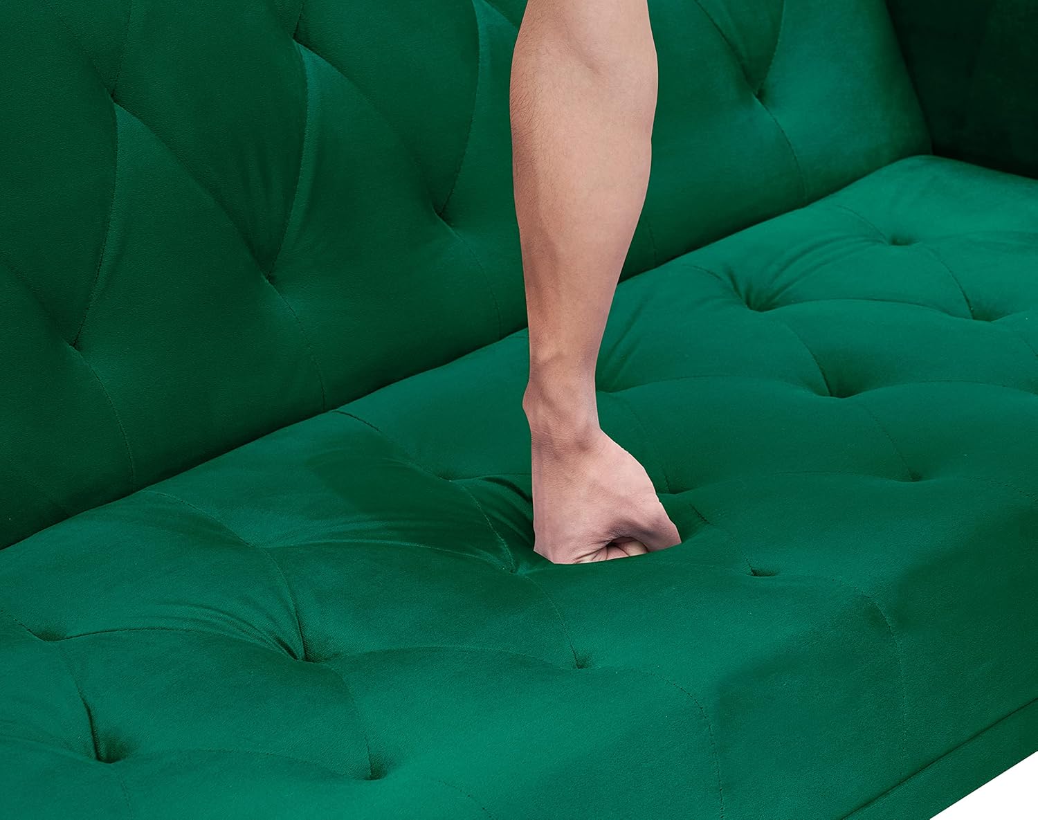 Comfy – Futón tapizado de terciopelo plegable para dormir, sofá biplaza convertible con 2 almohadas, sofá copetudo de 71 pulgadas y sofás con patas