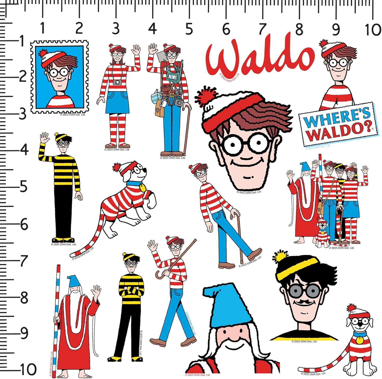 Where’s Waldo – Paquete variado de 50 calcomanías de vinilo grandes de lujo, para laptop, botella de agua, álbumes de recortes, tableta, monopatín,