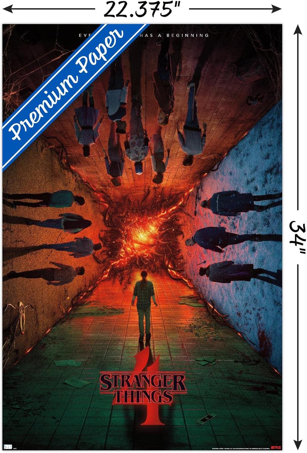 Stranger Things de Trends International de Netflix Temporada 4 – Póster de presentación con el grupo, para pared, de una hoja, 22.375 x 34 pulgadas,