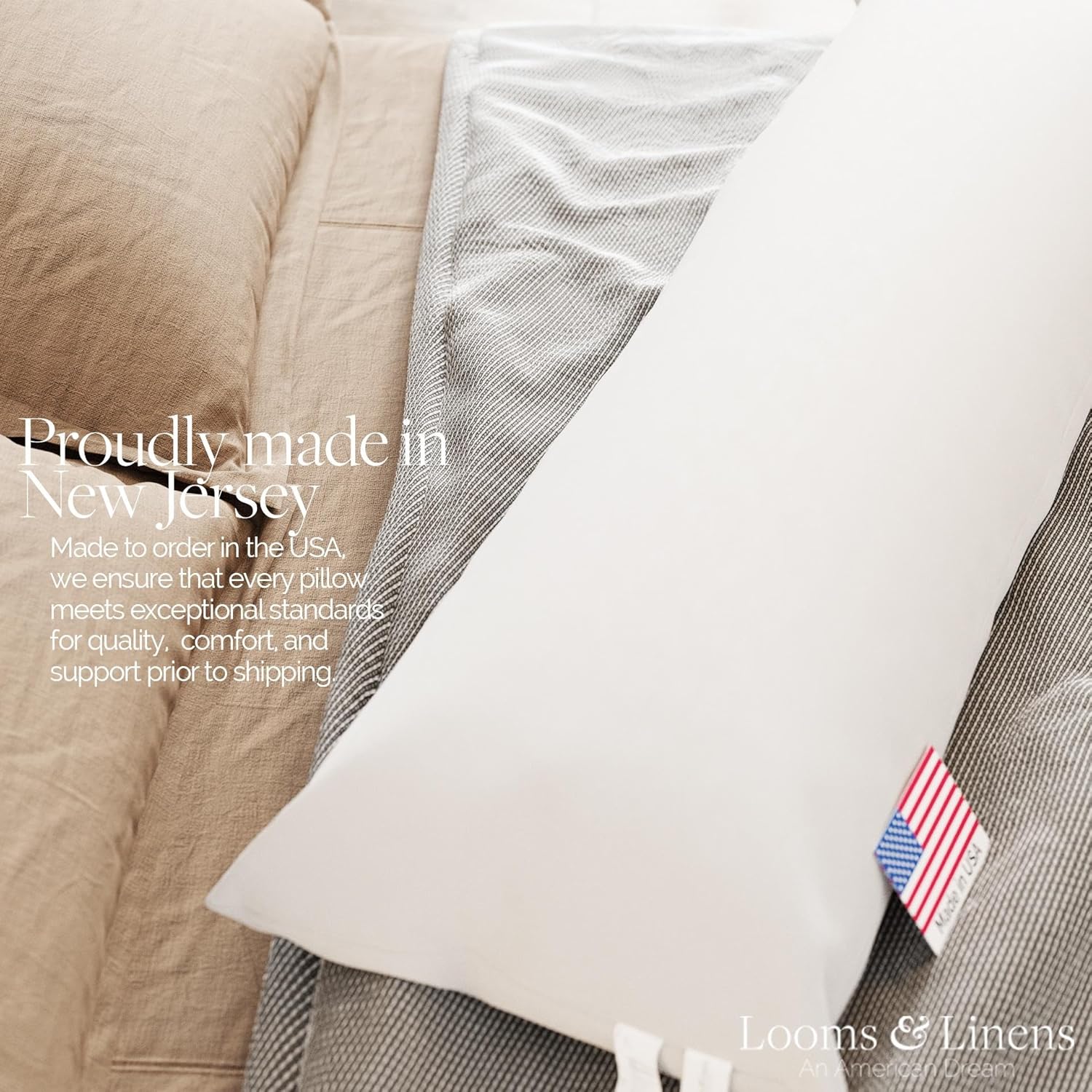 Looms & Linens An American Dream Dakimakura – Almohada de cuerpo largo de 54 pulgadas, relleno de almohada hipoalergénica para dormir, fabricado en