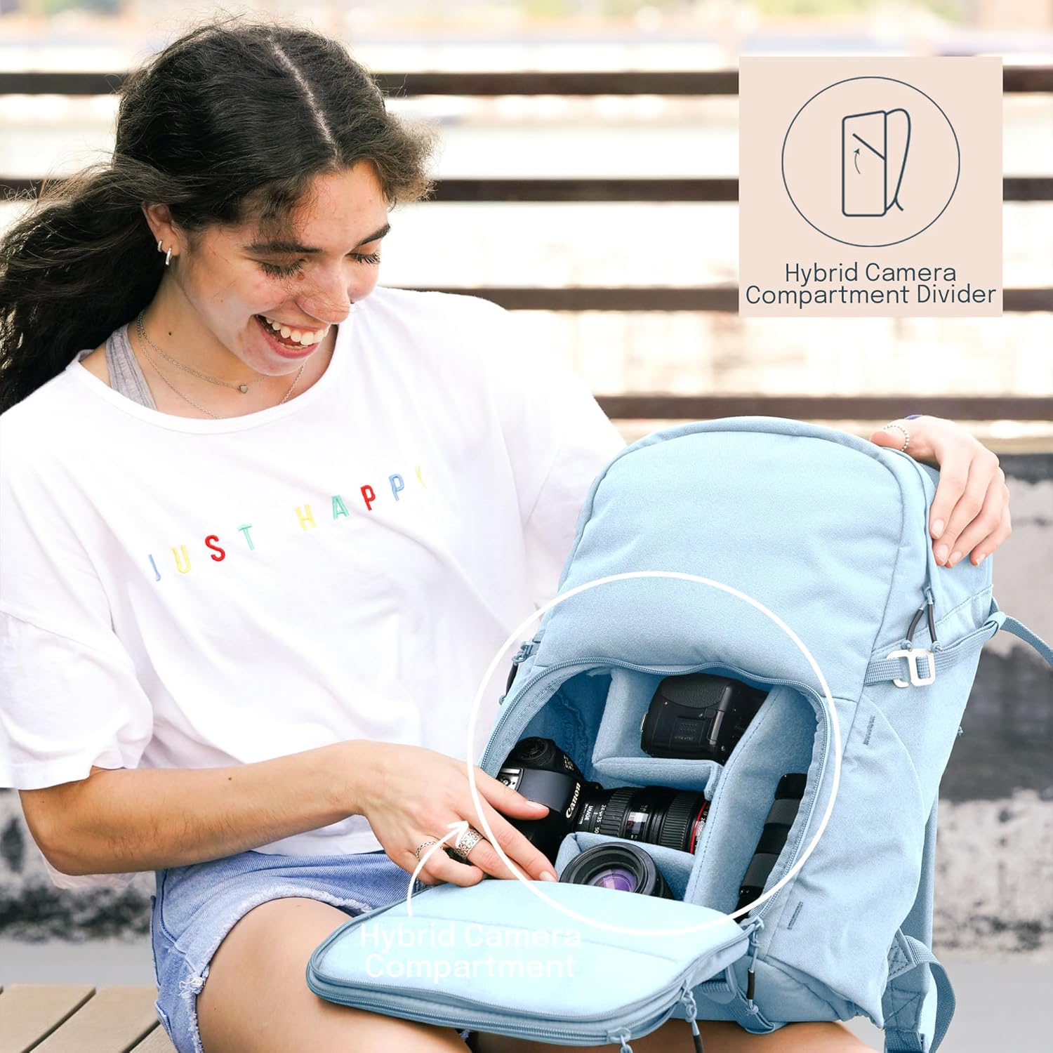 BREVITE Jumper Photo Mochila compacta para cámara una mochila de fotografía minimalista y apta para viajes, compatible con accesorios para