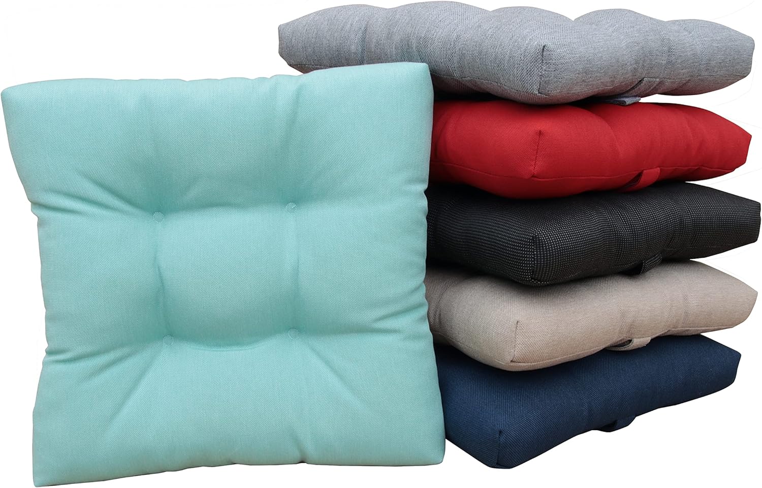 Cozplen Cojines cuadrados para taburetes de bar, para patio, hogar, cocina, con lazos de 12 pulgadas, juego de 2, color negro