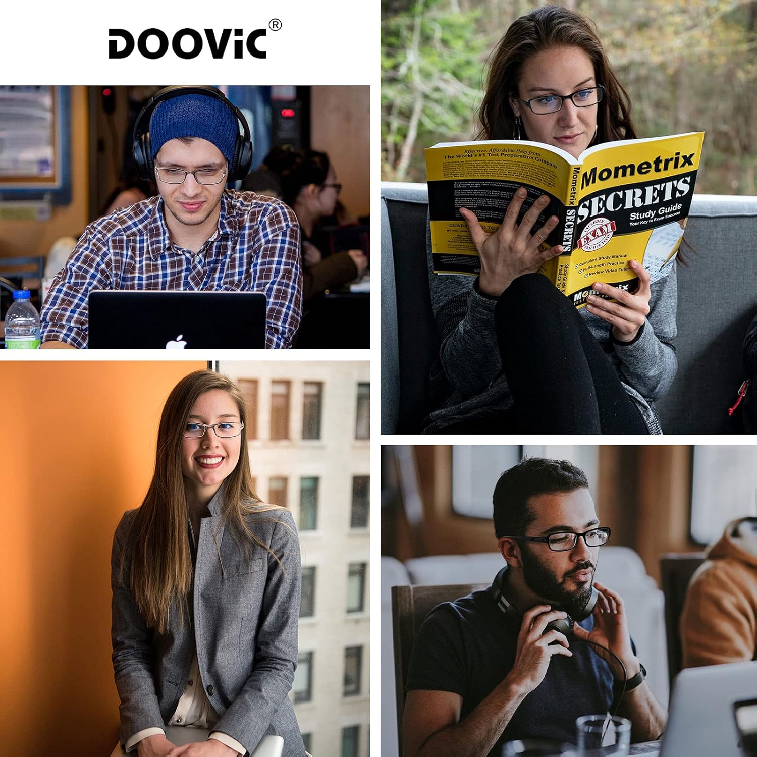 DOOViC Paquete de 2 lentes de lectura con bloqueo de luz azul, 1.25 de fuerza, flexibles, ligeros, antifatiga ocular, para computadora para mujeres