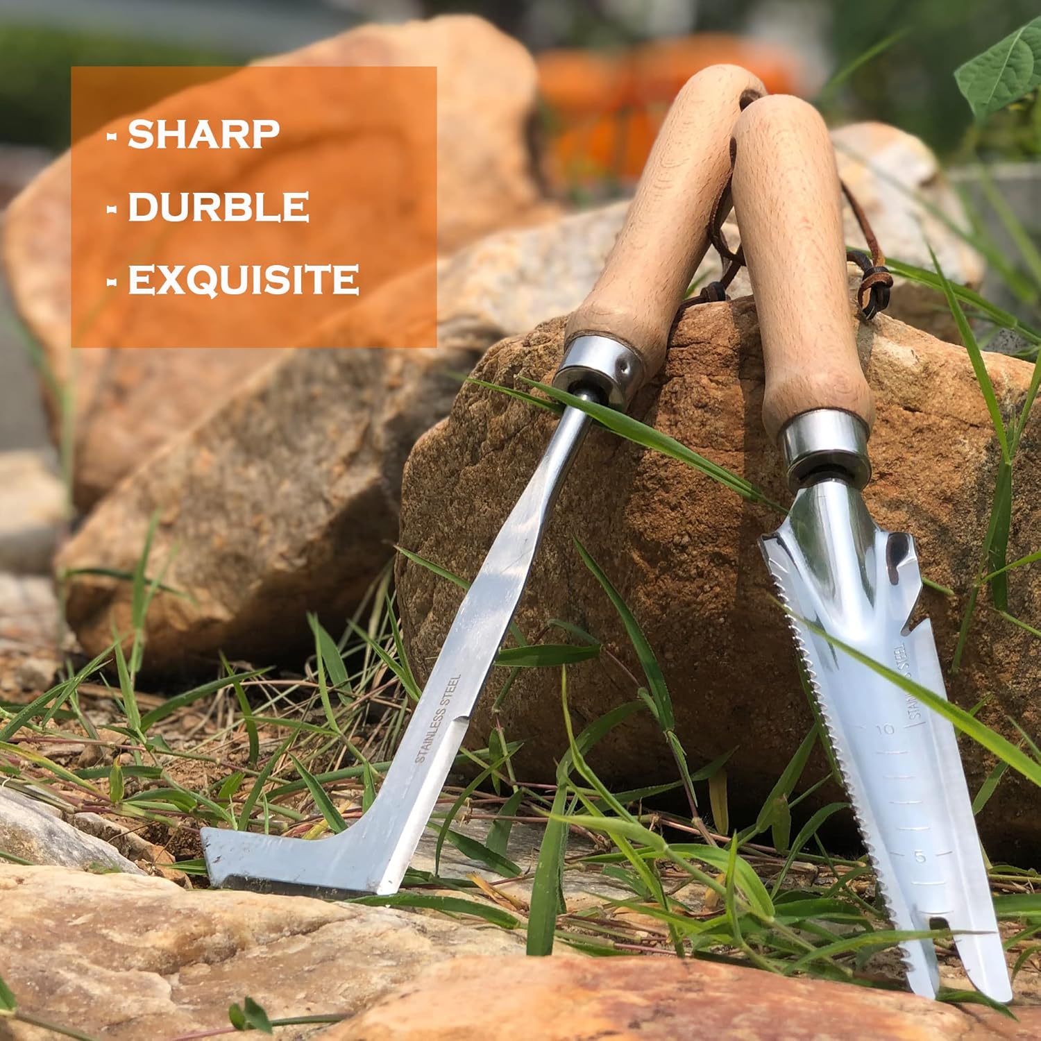 SHANFEEK Herramienta de eliminación de malezas para jardín y patio, herramientas de jardinería, moldeo de una sola pieza de acero inoxidable (tipo L)