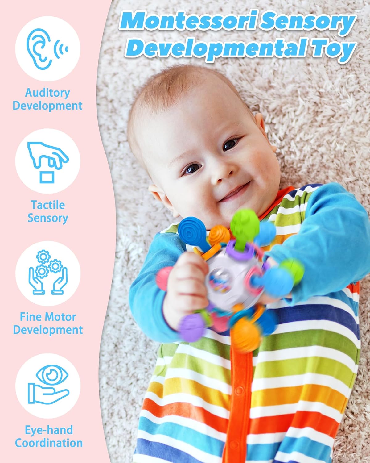 Juguetes de dentición para bebés de 0 a 6 a 12 meses de 0 a 2 años, juguetes Montessori para bebés de 0, 3, 6, 9, 12 y 18 meses, juguetes
