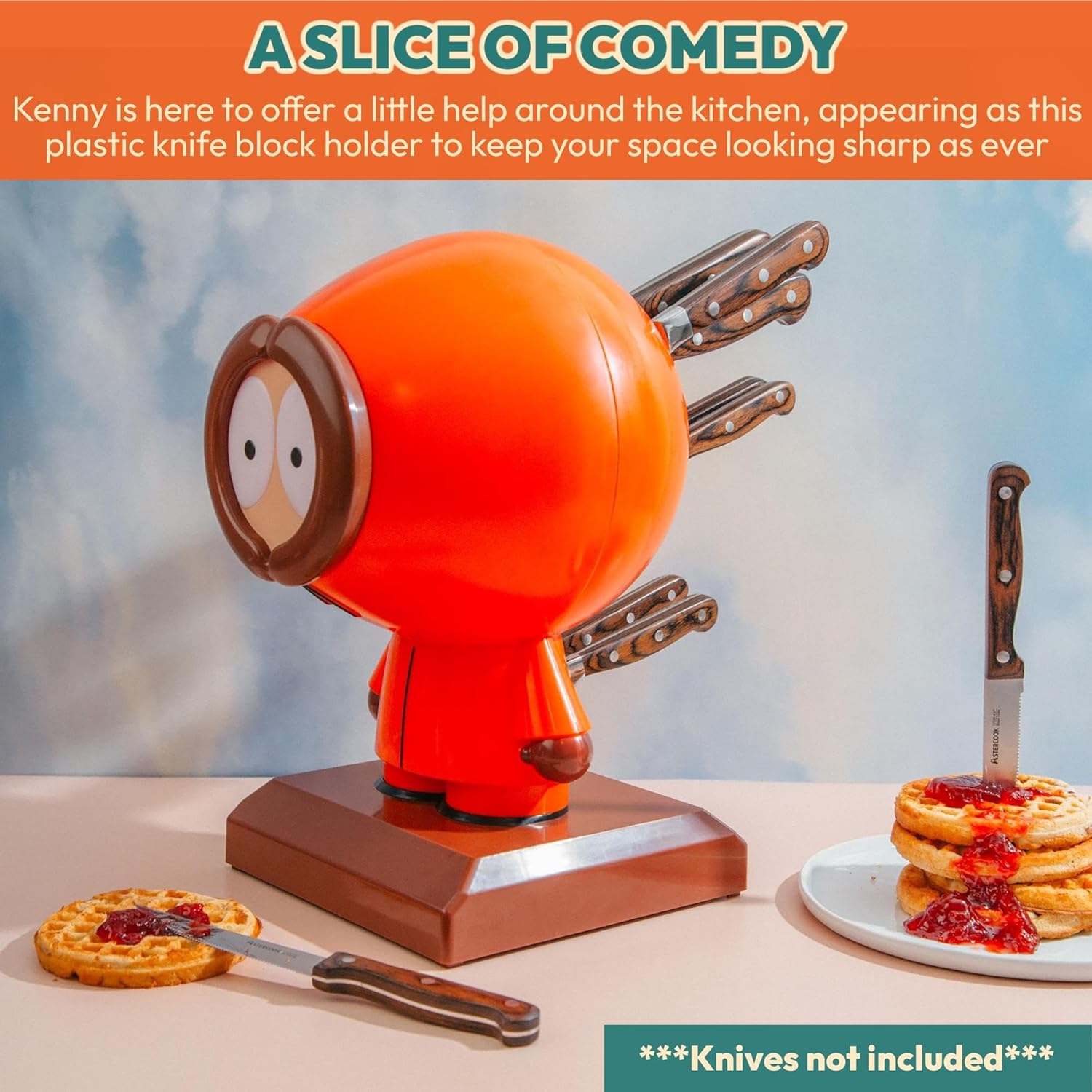 South Park Kenny – Soporte para cuchillos de 10 ranuras  Organizador de almacenamiento de cocina independiente, exhibición de cubiertos que ahorra