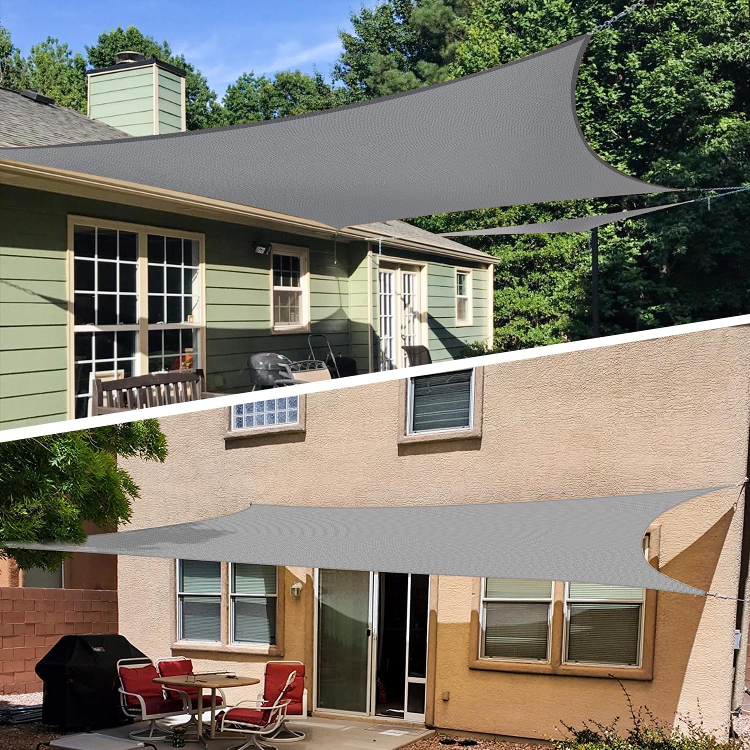 TANG SUNSHADES DEPOT – Toldo cuadrado permeable 180 GSM (6.35onzasm),Rojo, turquesa, verde, gris claro, naranja,con rayas gris y blanco, con rayas