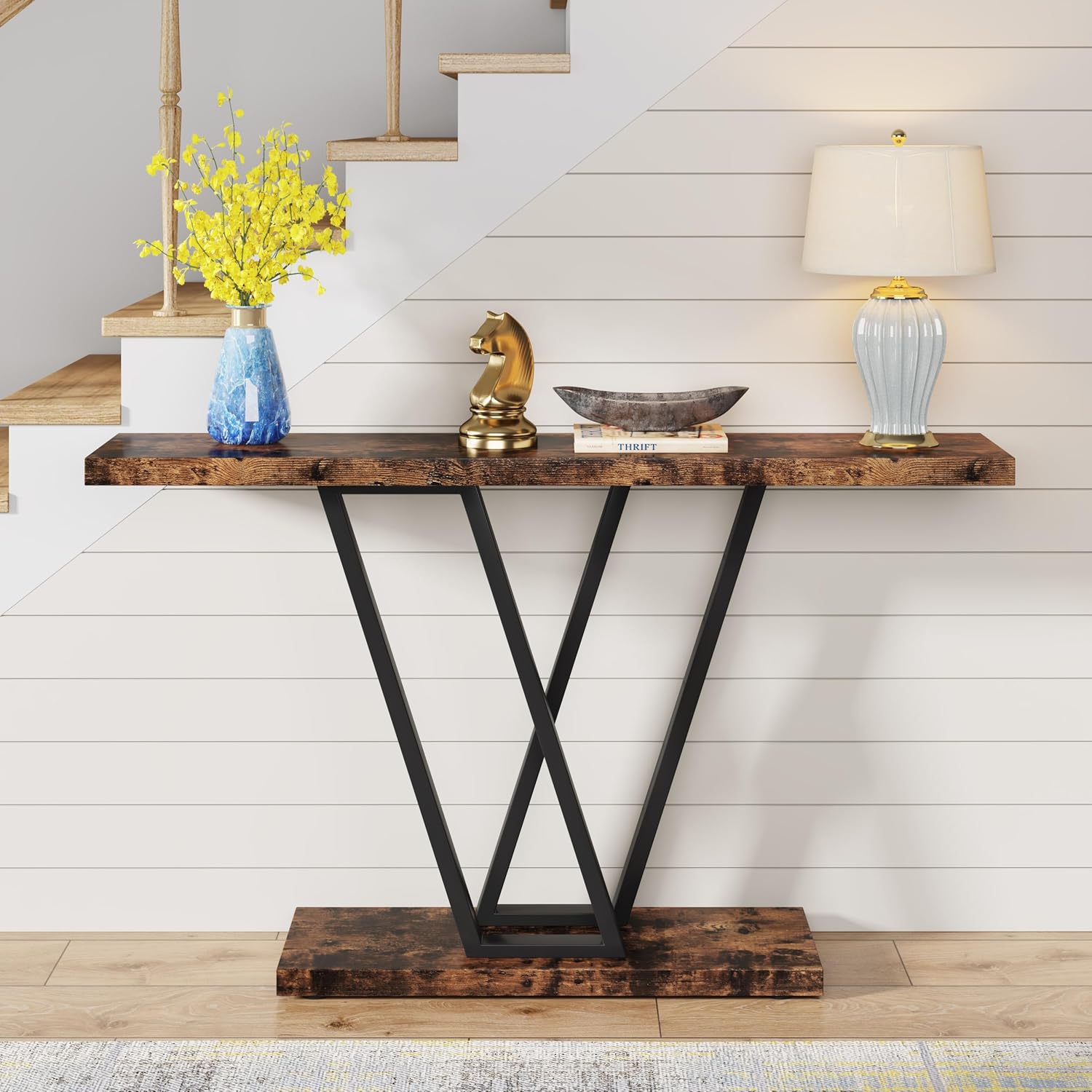 VANOMi Mesa consola de 43 pulgadas, mesa de pasillo industrial para entrada, mesas de entrada para puerta delantera, mesa de sofá estrecha para sala