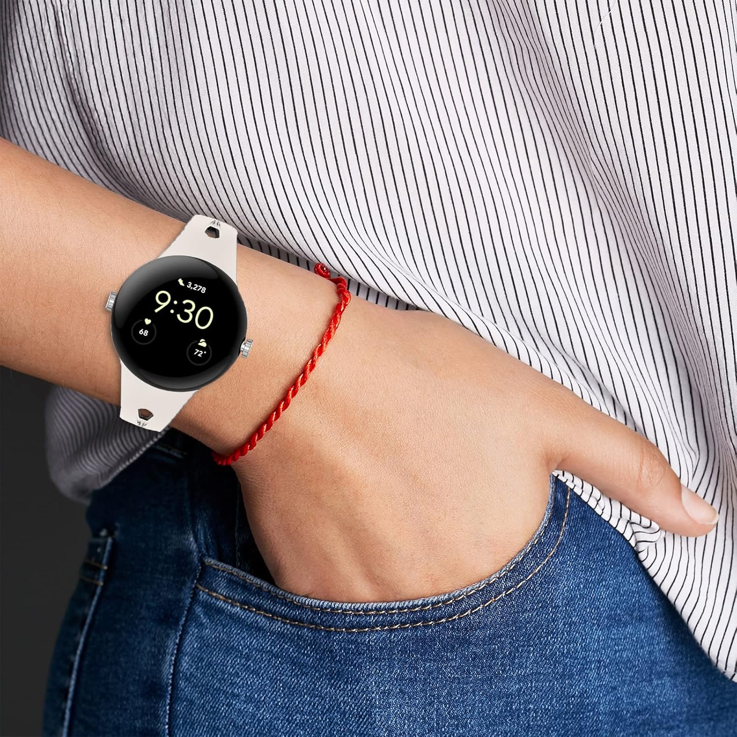 Miimall Correa de reloj compatible con Google Pixel, pulsera deportiva de silicona suave para mujeres y hombres, correa de repuesto delgada ligera y