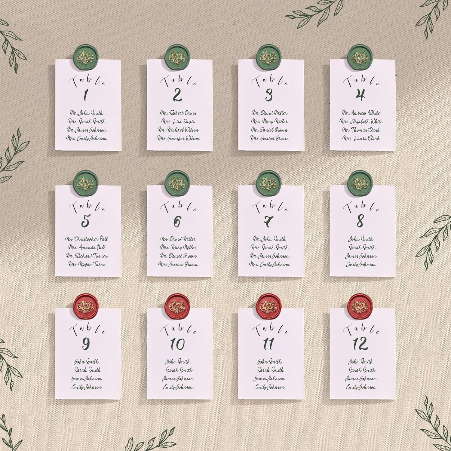 UNIQOOO Calcomanías de sello de cera de Navidad, color rojo y verde con oro, 50 calcomanías autoadhesivas, perfectas para Navidad, invierno, San