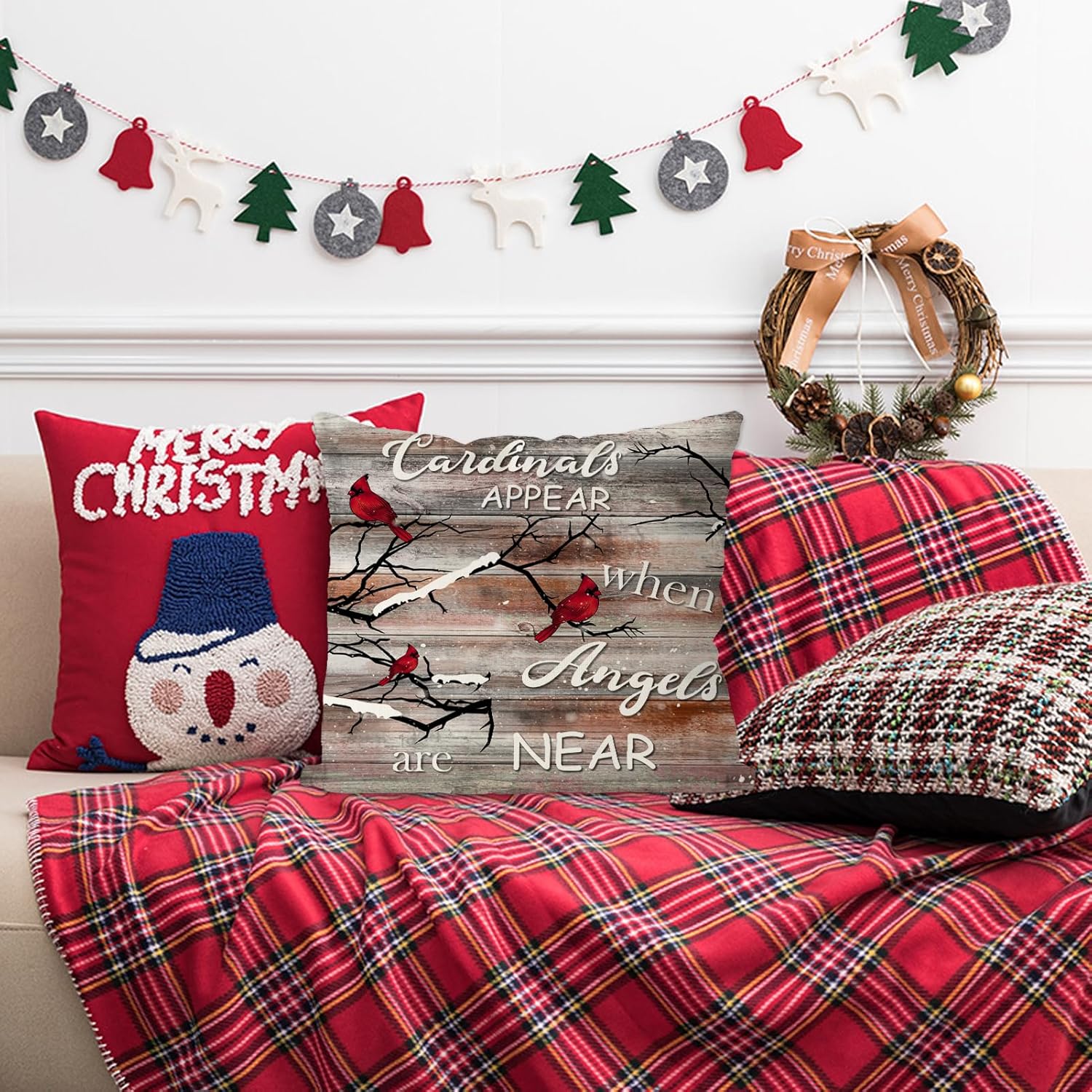 GAGEC Fundas de almohada navideñas de 18 x 18 pulgadas, color marrón, aspecto cardenal cuando el ángulo está cerca de la decoración del hogar, sala