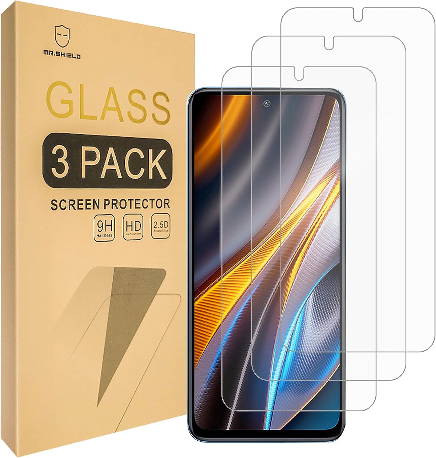 Mr.Shield Paquete de 3 Protector de pantalla para Xiaomi Poco X4 GTXiaomi Redmi K50i Vidrio Templado Vidrio Japón con dureza 9H Protector de pantalla