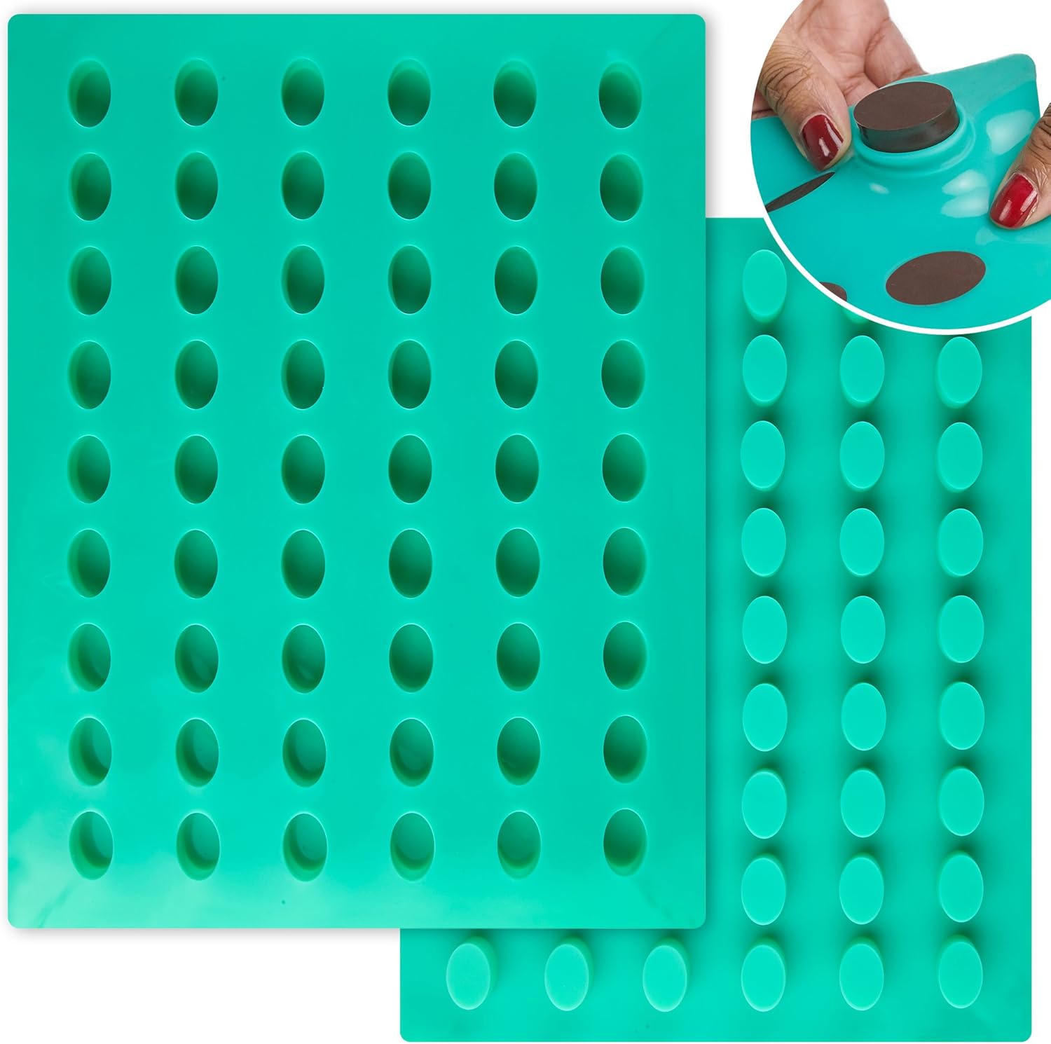 O’Creme Molde de silicona ovalado para tabletas de caramelo para trufas de chocolate, ganache, gelatina, pralinés y caramelos..