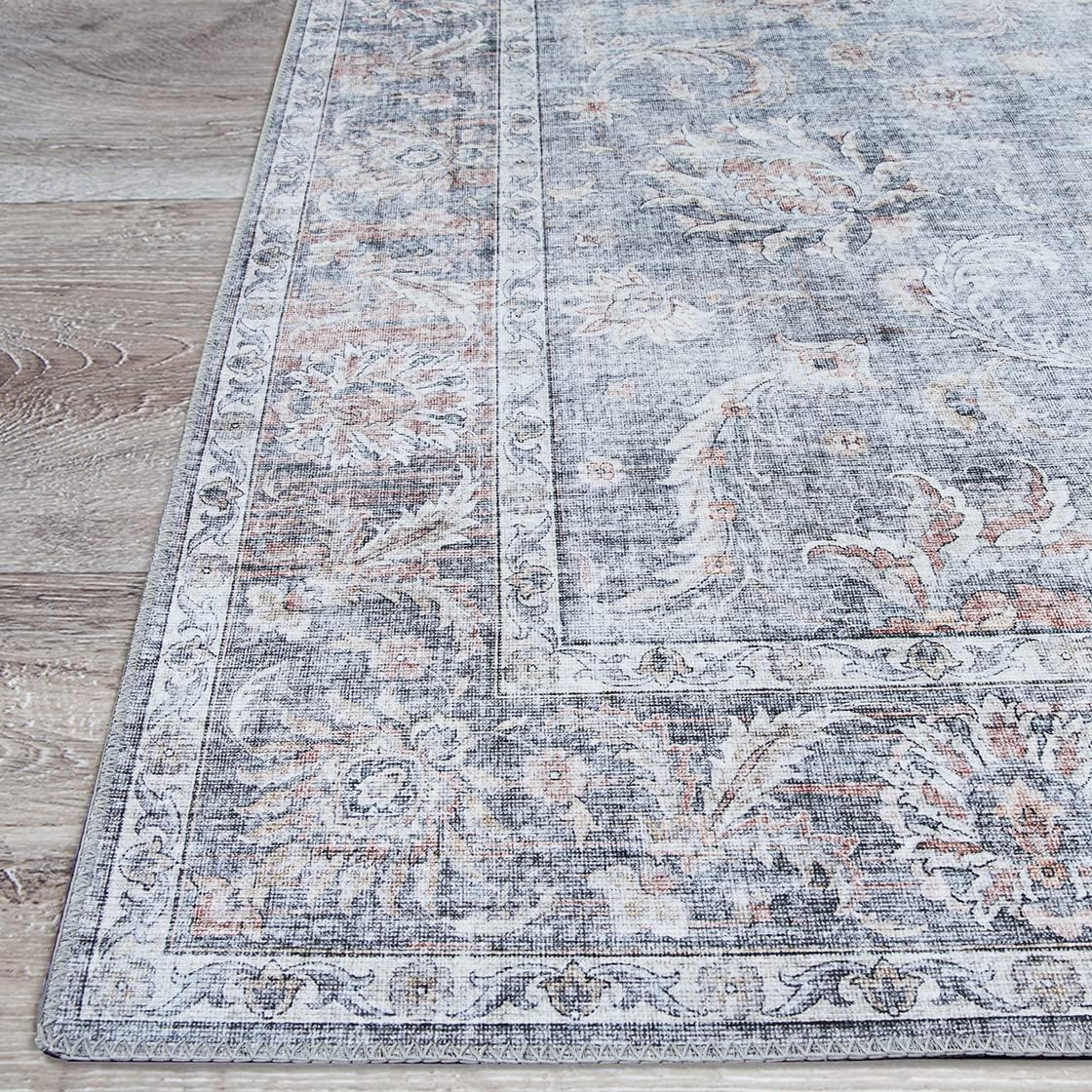 Couristan Alfombra Pasha Isfahan rectangular de 5 x 8 pies, color hongo, floral, antideslizante, decoración del hogar