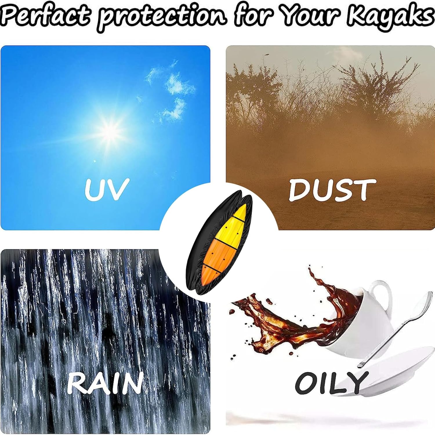 Funda de kayak 420D impermeable, resistente a los rayos UV, para almacenamiento en interiores y exteriores, cubierta de almacenamiento de kayak,