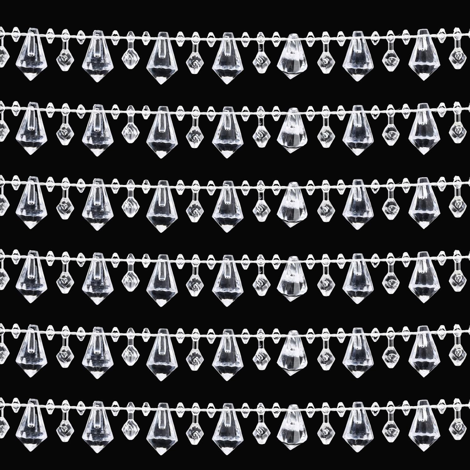 Geetery 3 rollos de 3 rollos de cuentas de cristal para árbol de Navidad, cadena de cristal de diamante, guirnalda de cuentas brillantes para árbol