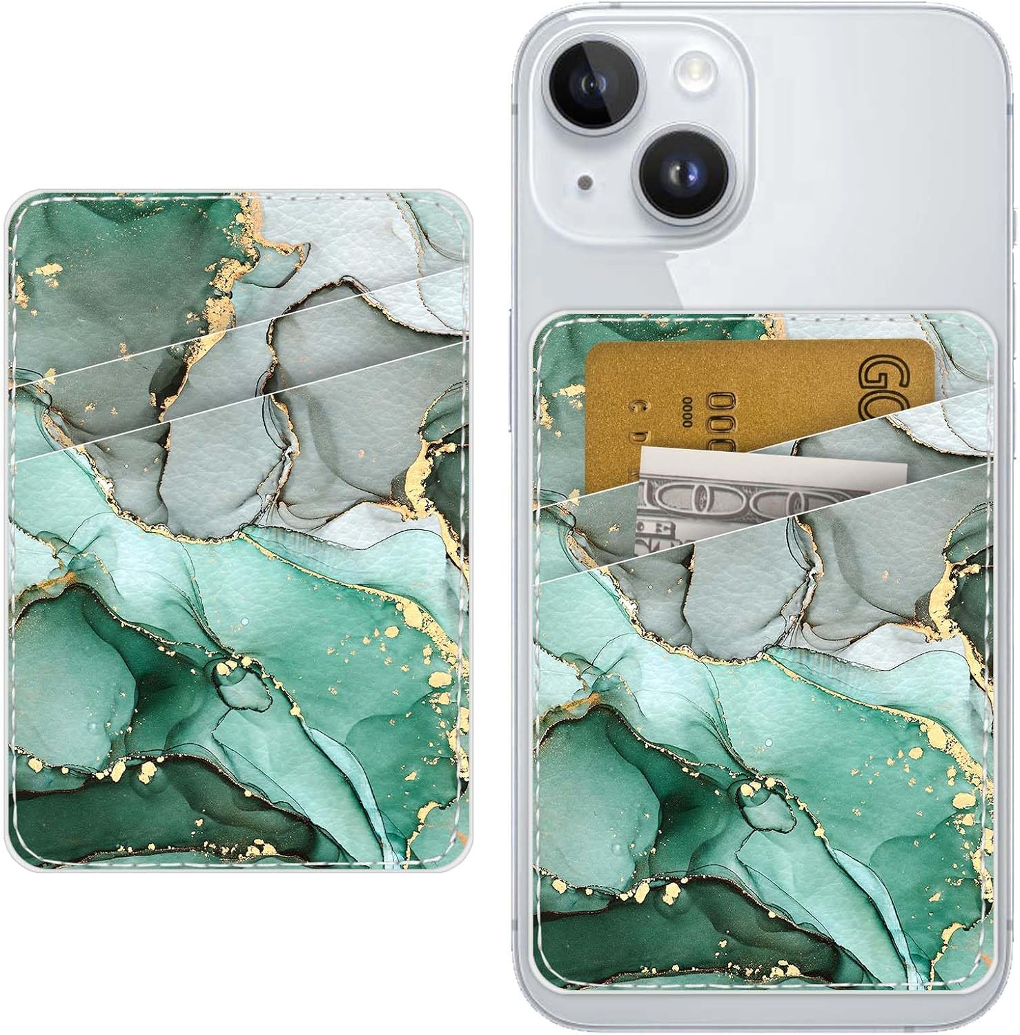 Cartera de cuero para teléfono con tarjetero para teléfono, adhesivo para teléfono con adhesivo, elegante funda para tarjetas de crédito, adecuado