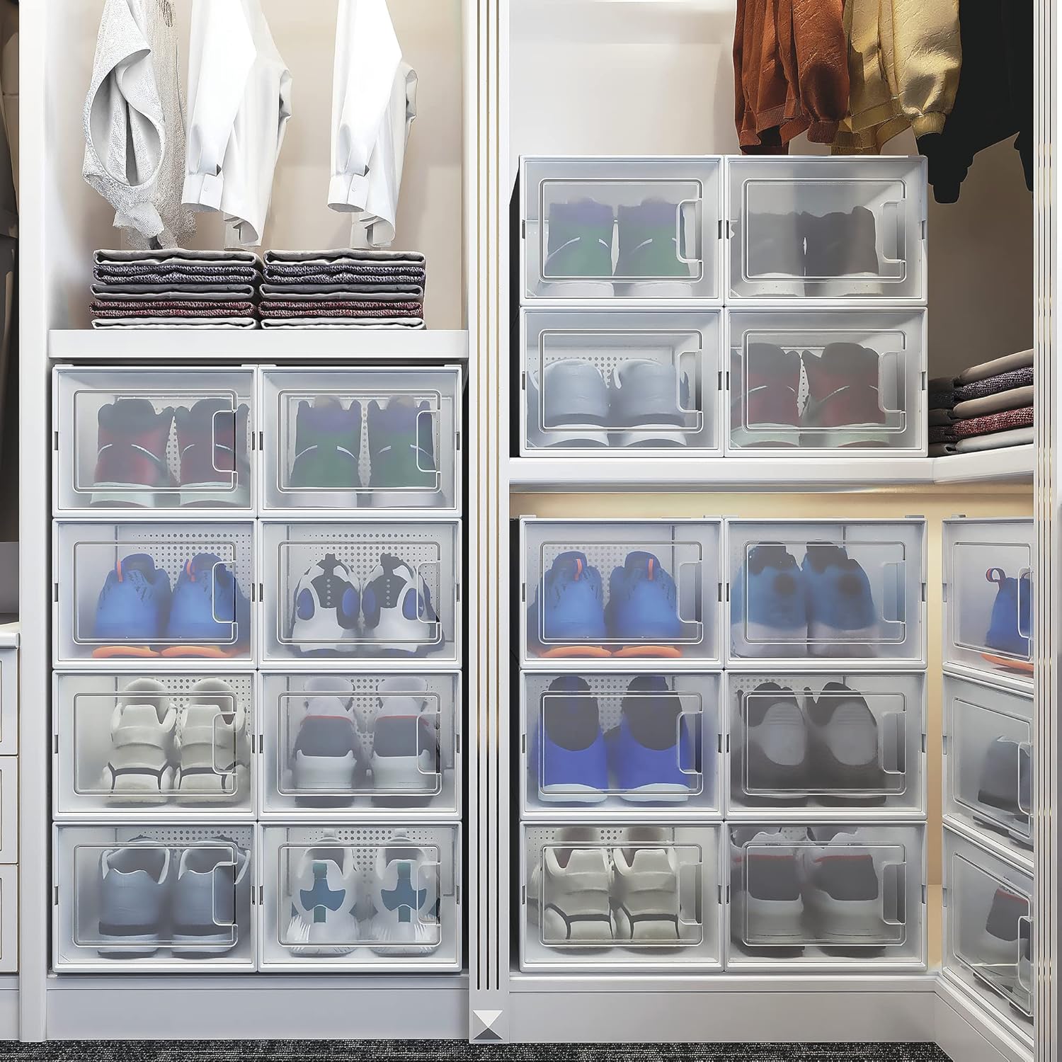 YITAHOME Paquete de 24 cajas de zapatos XL que se ajustan a talla 15 de EE. UU., organizador de zapatos de plástico para armario, cajones apilables