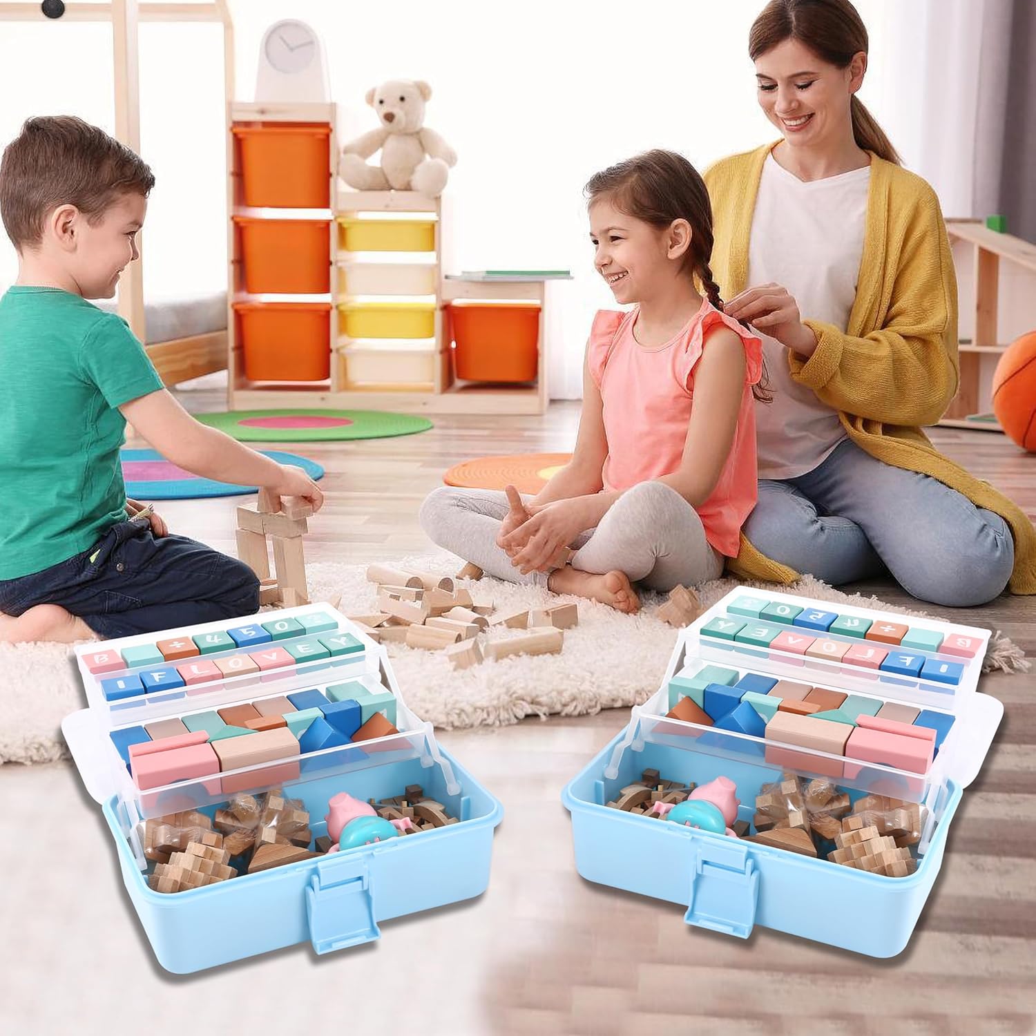 Flower River Caja organizadora plegable versátil de tres capas, ideal para arte y manualidades, juguetes, suministros de costura, joyas y