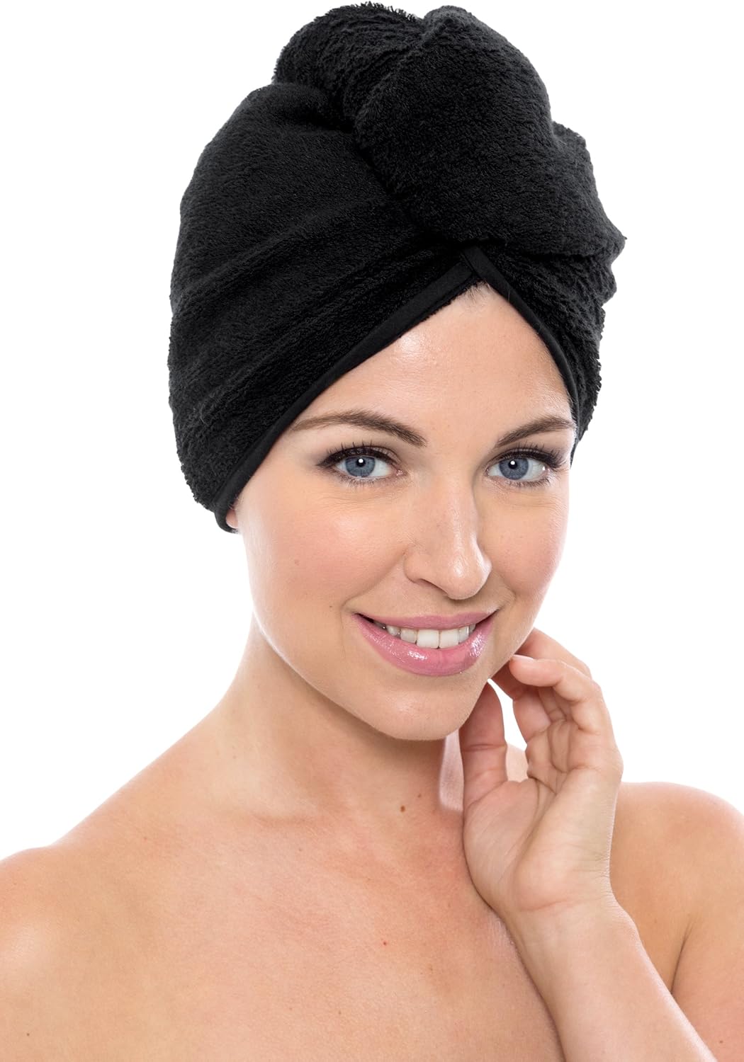 Mujer viscosa de bambú  toalla de pelo toalla de secado de pelo Wrap por texere, Unitamaño, Negro